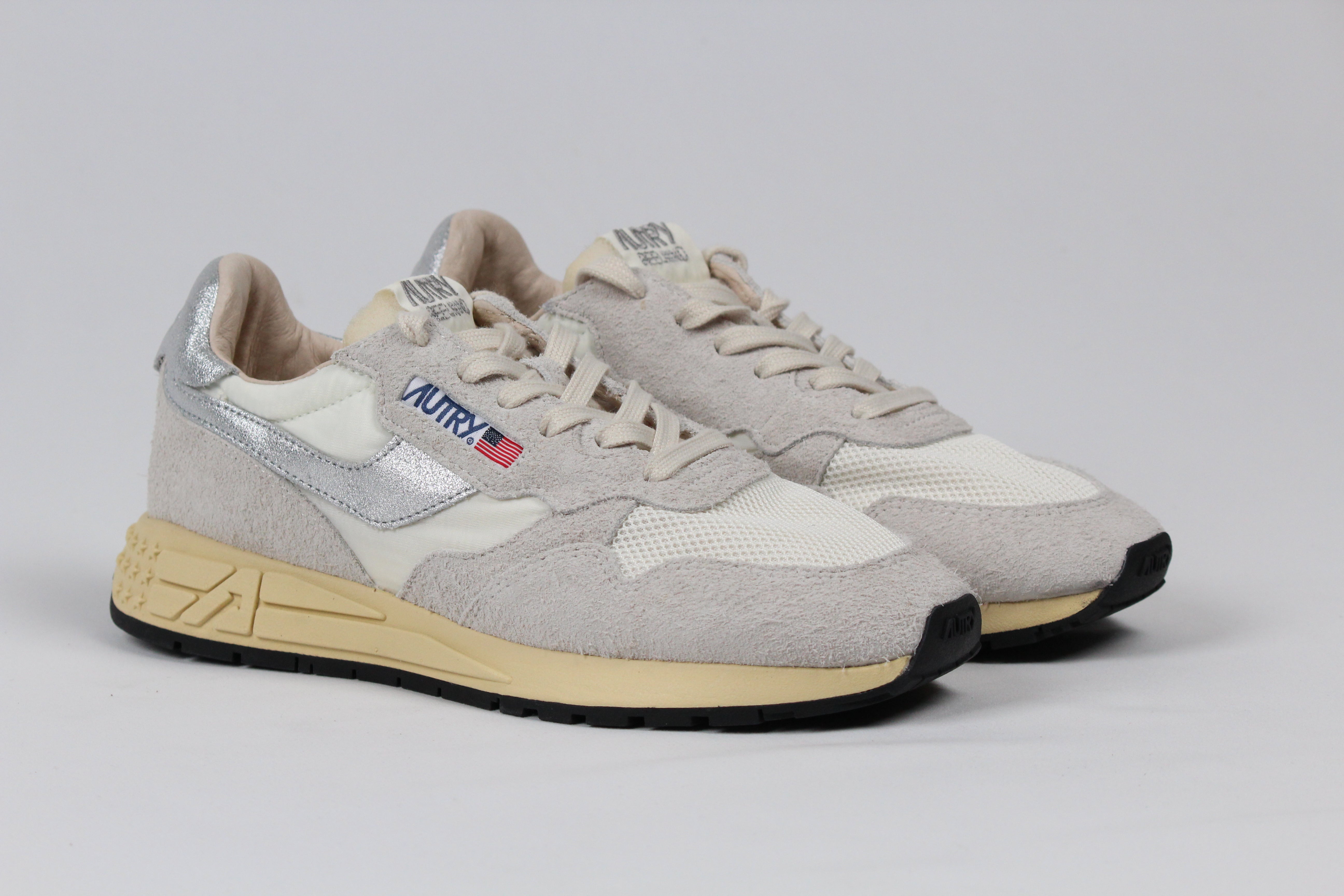 AI/SS25 WWLW-MU01 SNEAKERS REELWIND SUEDENIL/NET WHT/SILV