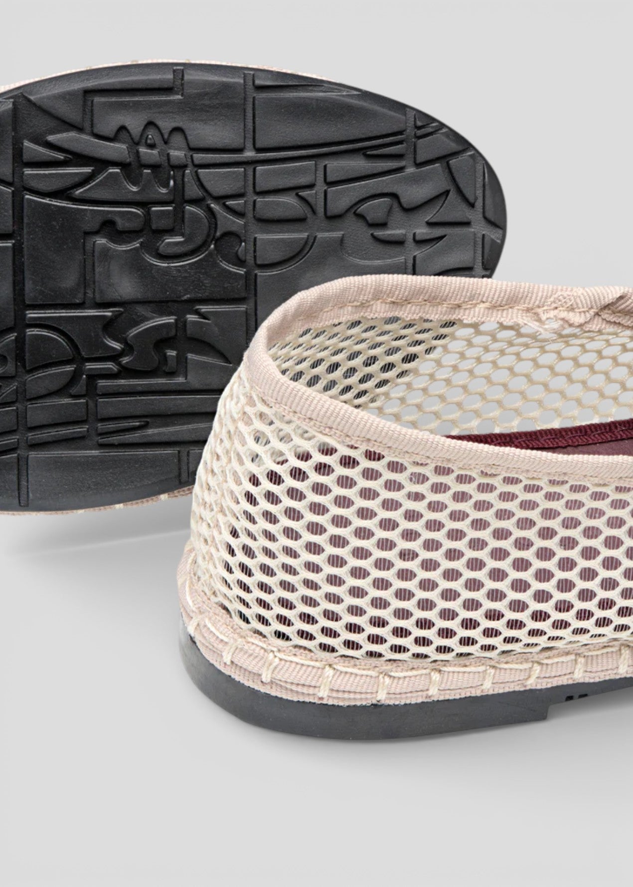 SS26-ISABELLA BALLERINA IN RETE CON SCOLLO A V, COLOR BEIGE