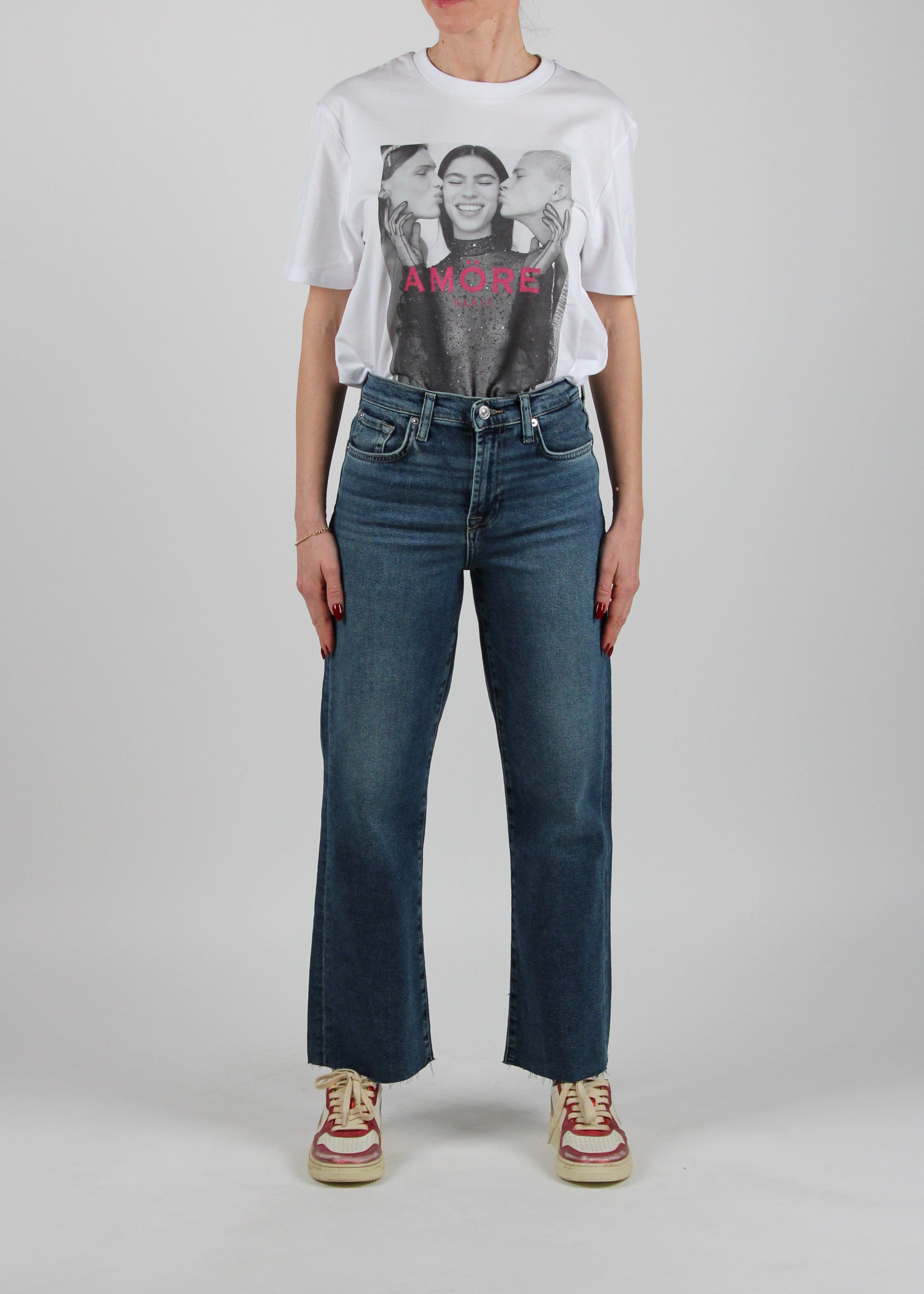 JSWJA910BA JEANS MID BLUE CROPPED ALEXA BAY WITH RAW CUT