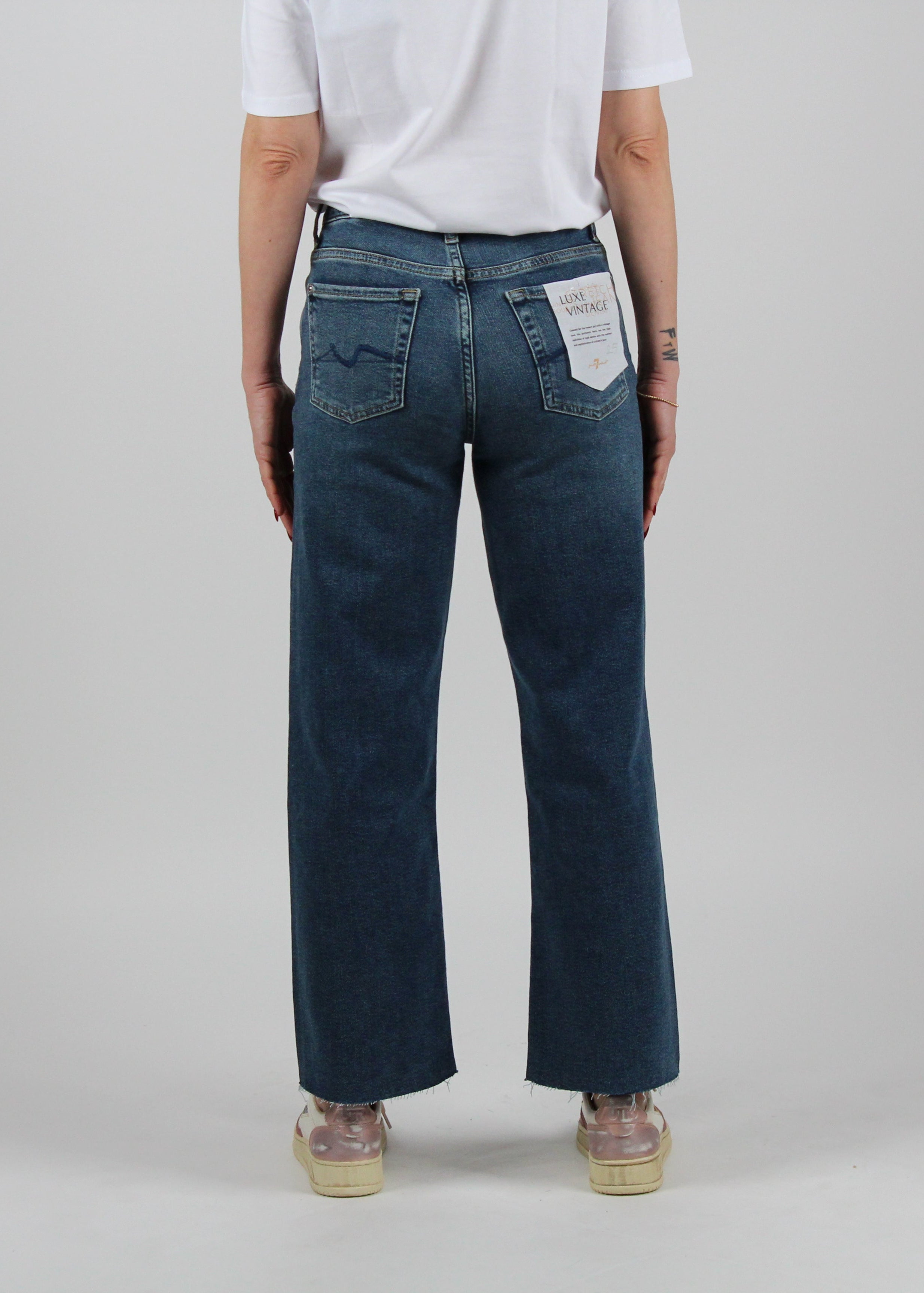 JSWJA910BA JEANS MID BLUE CROPPED ALEXA BAY WITH RAW CUT