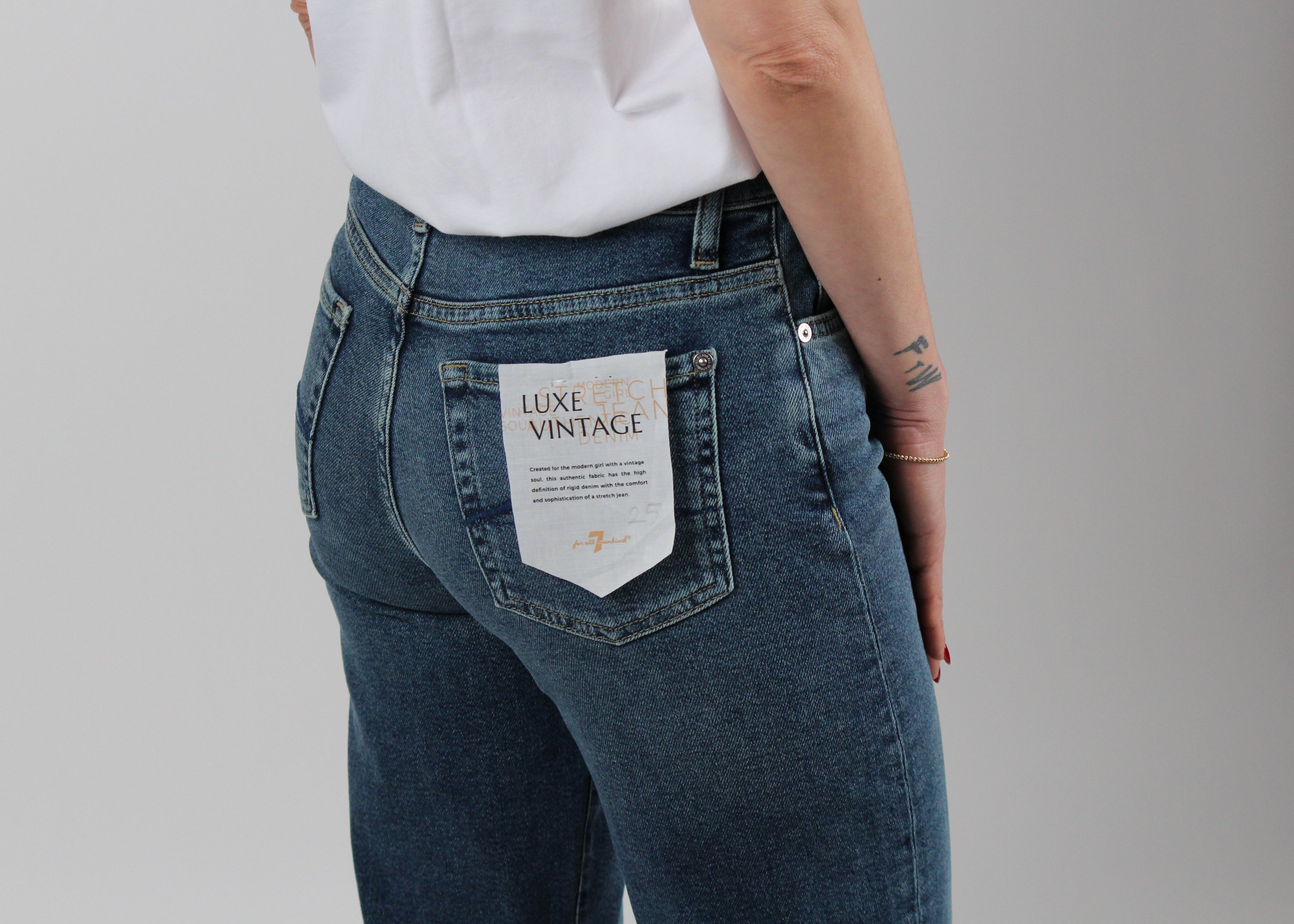 JSWJA910BA JEANS MID BLUE CROPPED ALEXA BAY WITH RAW CUT