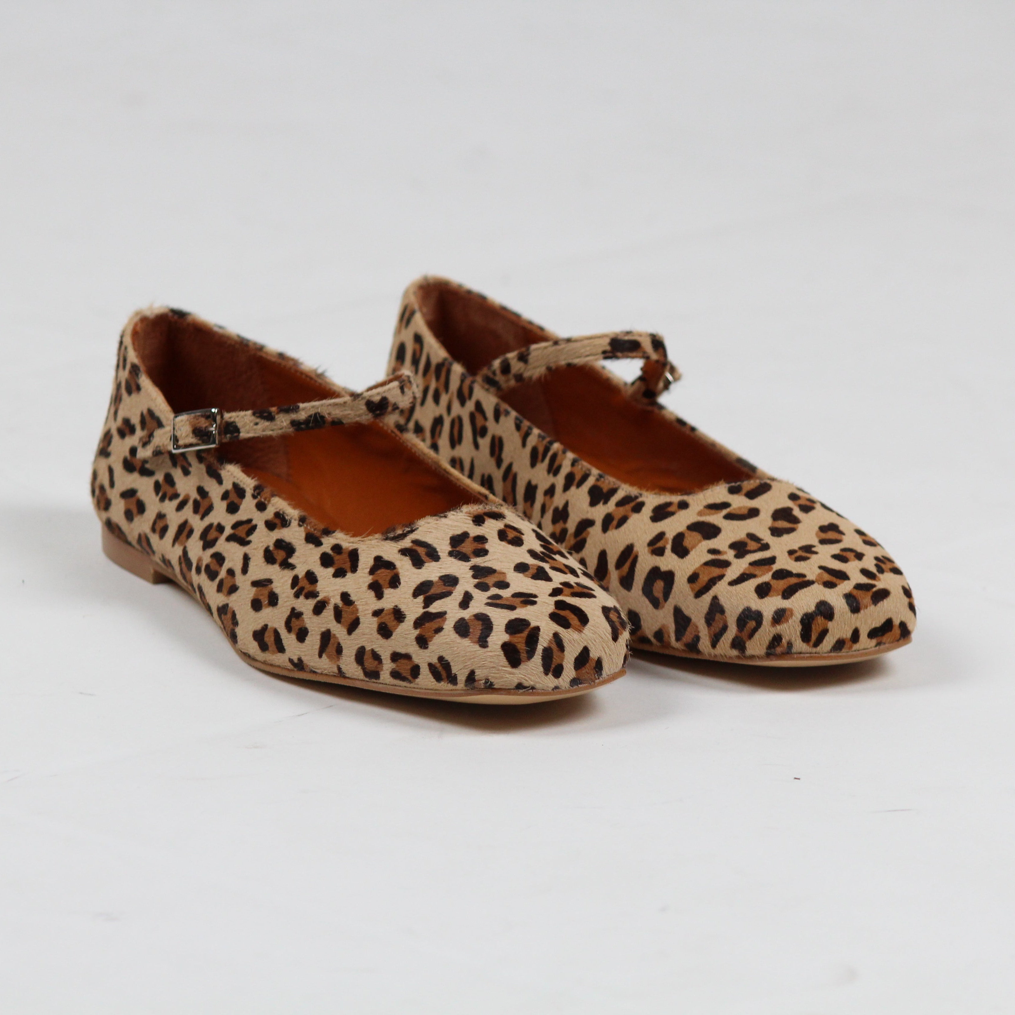 BALLERINA JULIETA MARY JANES IN LEOPARD PRINT CALF HAIR