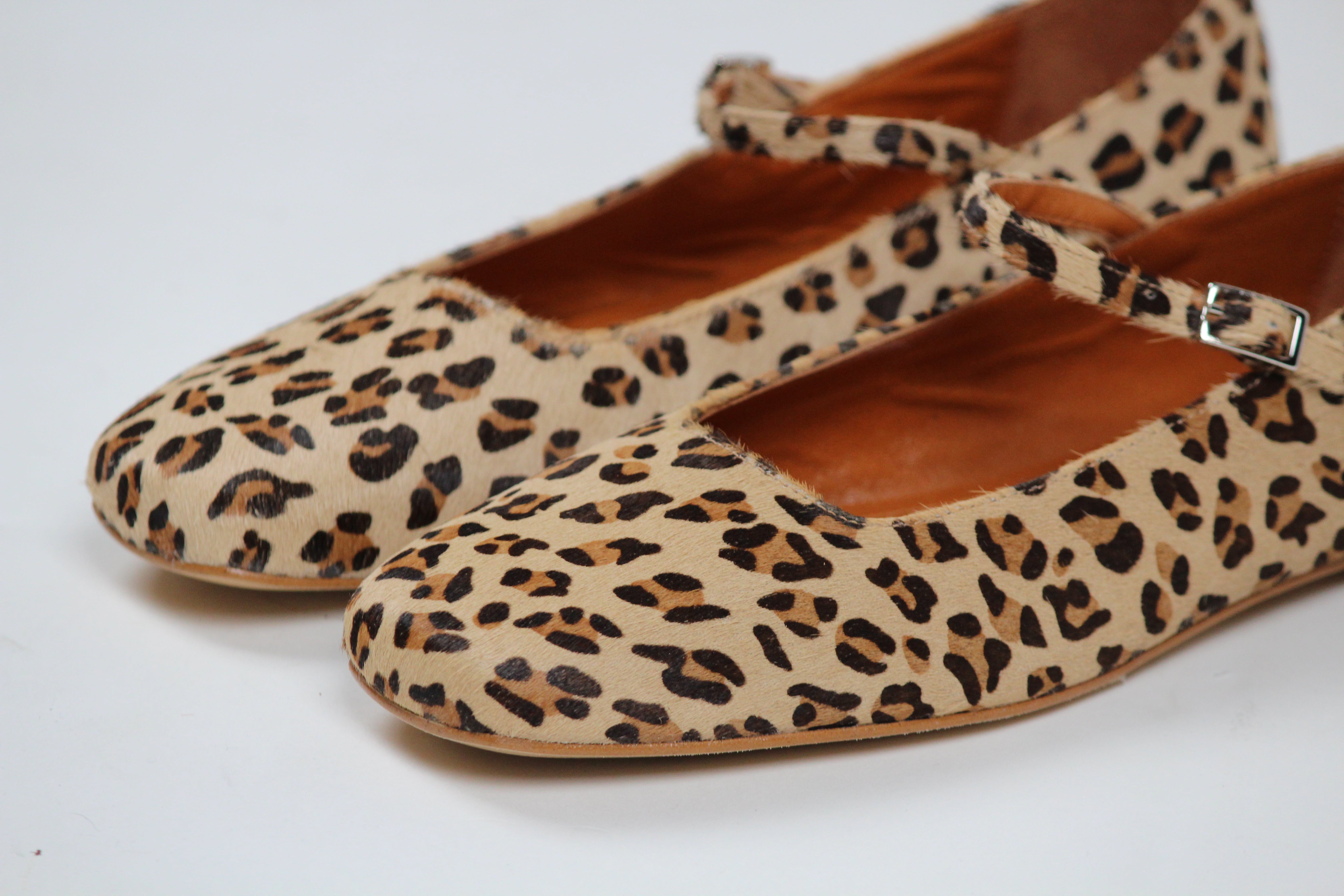 BALLERINA JULIETA MARY JANES IN LEOPARD PRINT CALF HAIR