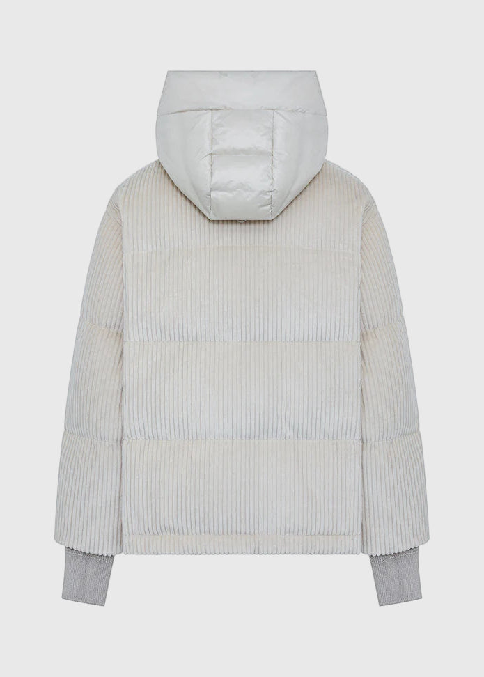 FW25-LORA-TURES PiUMINO CORTO DONNA COLORE BIANCO AVORIO