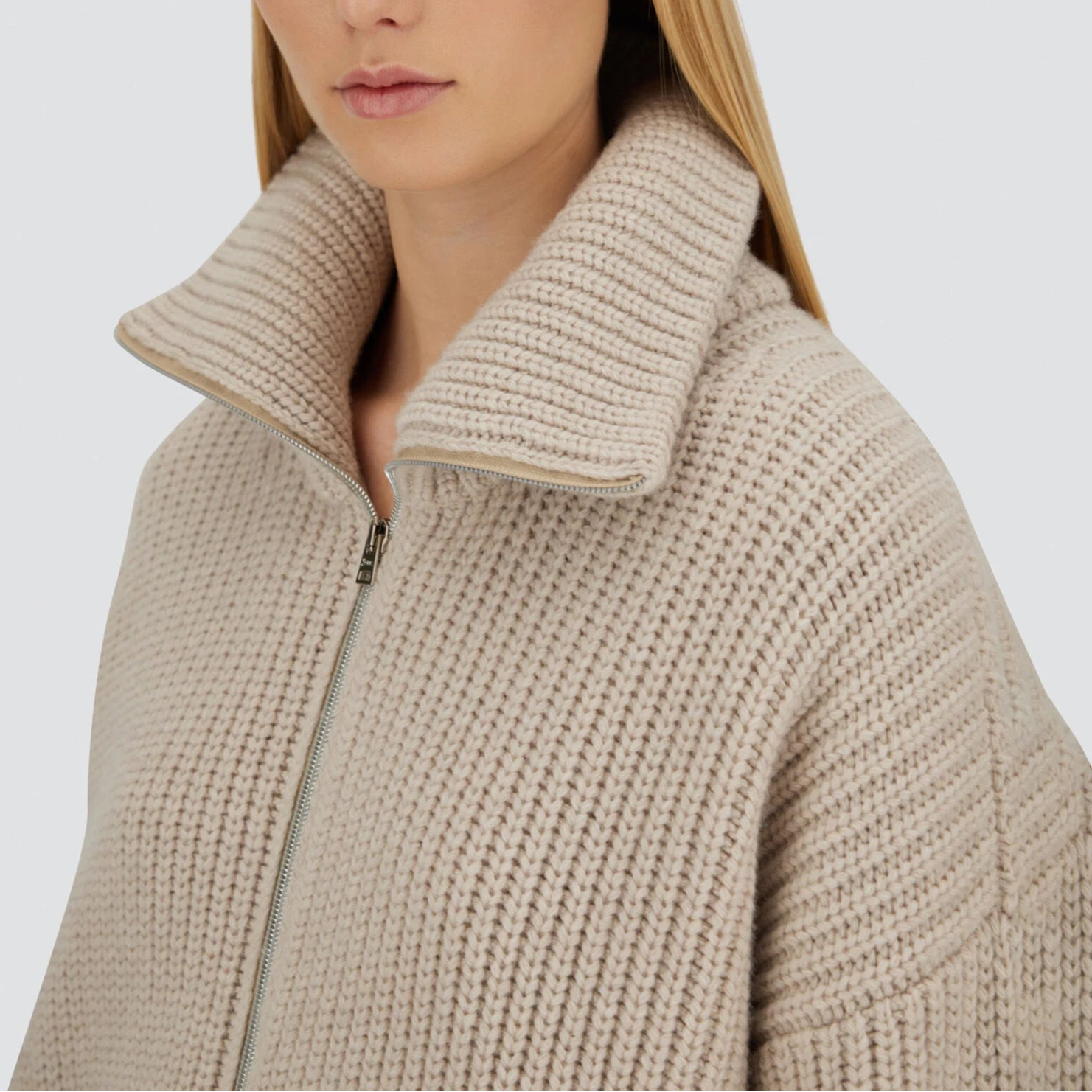 FW25-MC00034DR CARDIGAN FODERATO CON ZIP COLORE CHANTILLY
