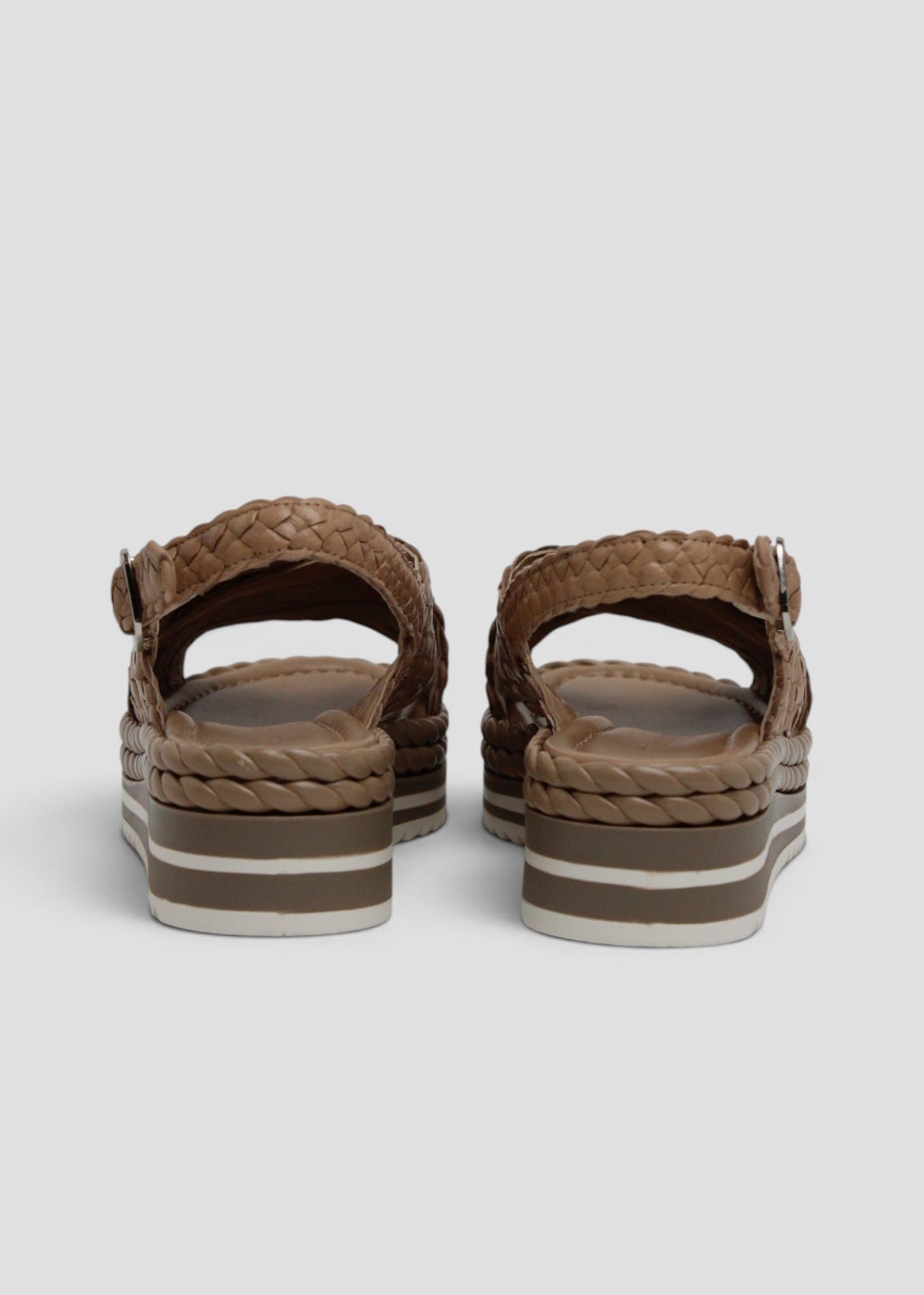 9797 MILAN MILAN SANDALO A FASCE IN PELLE INTRECCIATA TAUPE