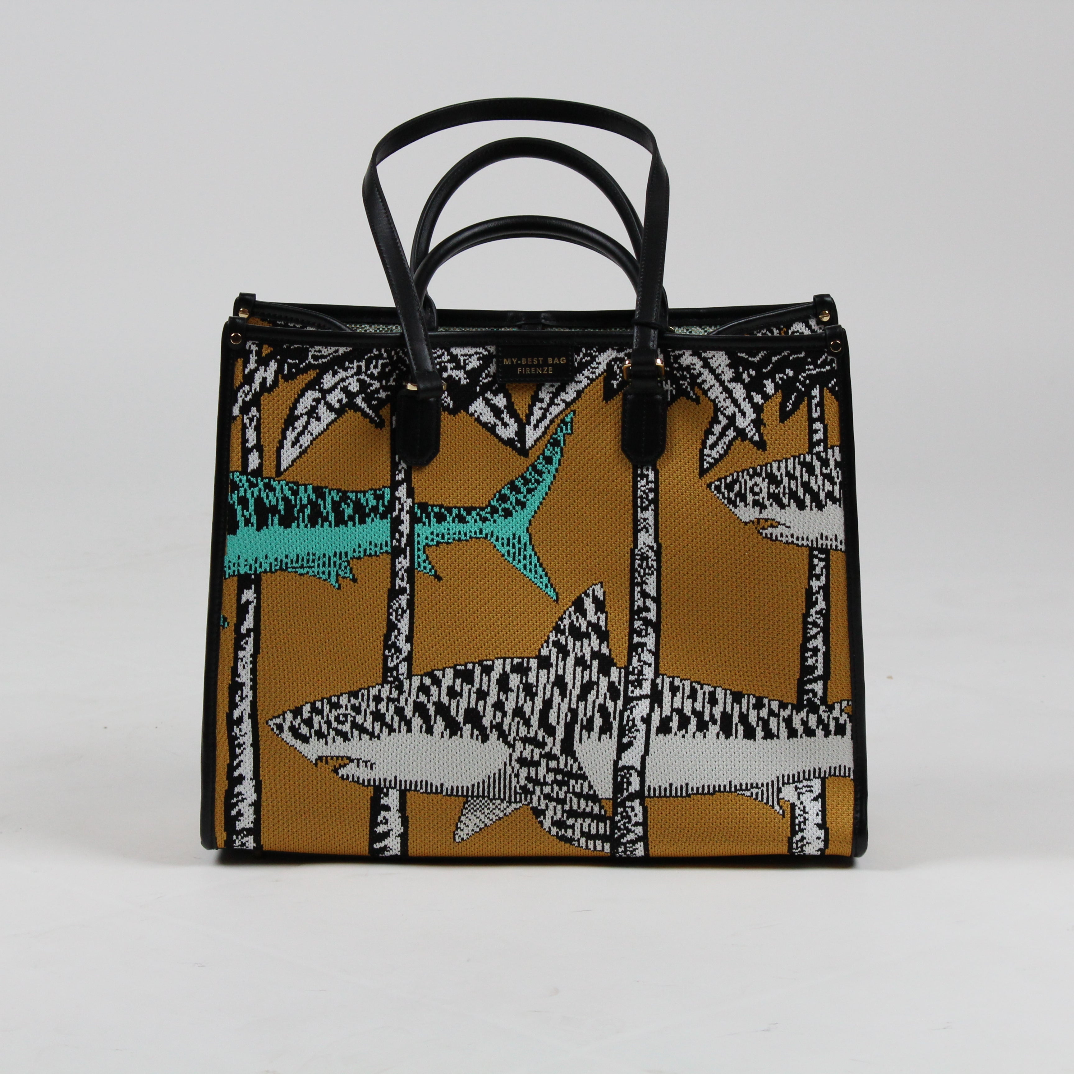 MYB-259105-SS MY BEST BAG FIRENZE BORSA SH0PPING ATENA ONIRIC VIEW COLORE SHARKS 30X37X13 CM