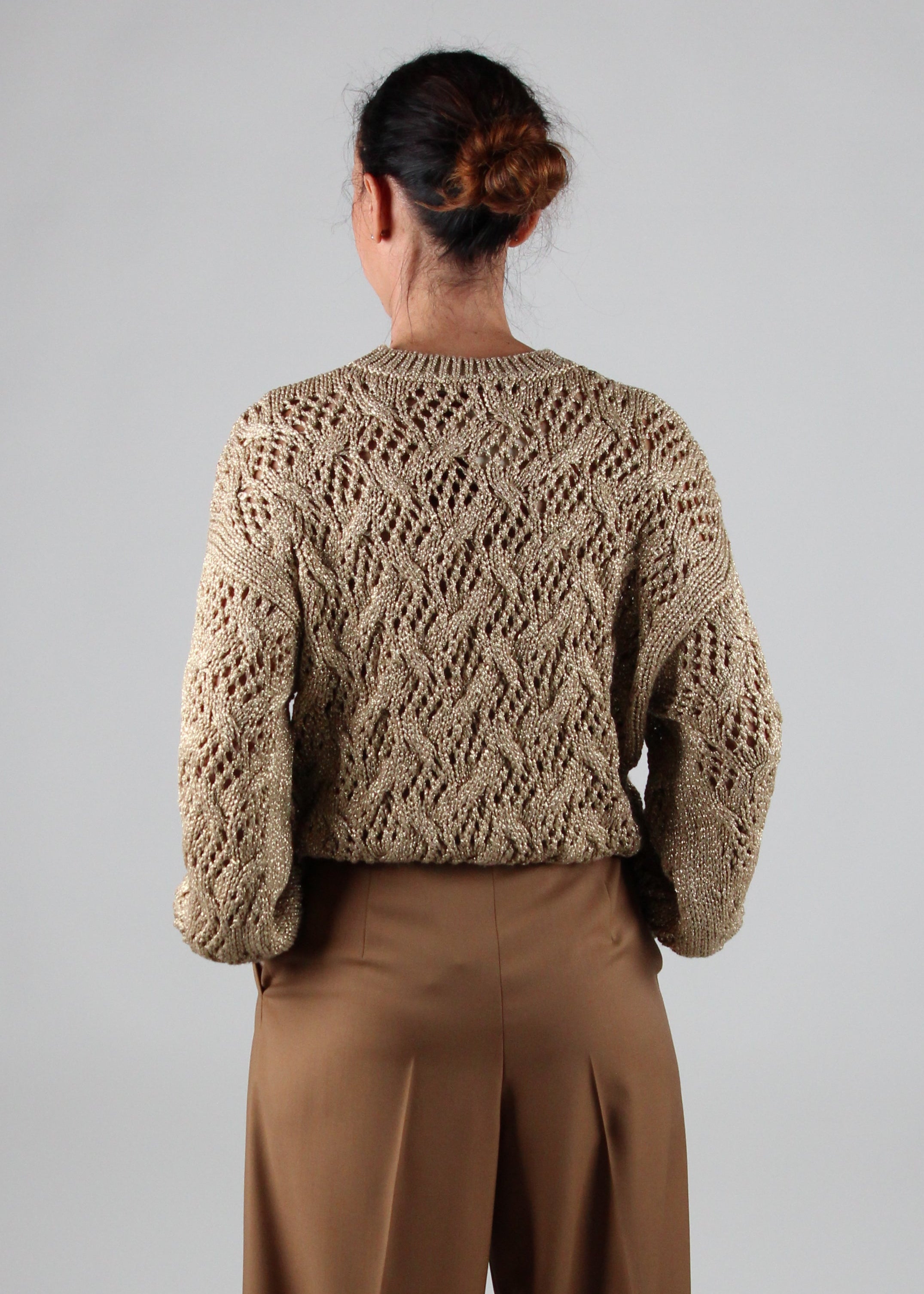 FW25-2526366141-001 PILADE MAGLIA IN CORDONETTO A ROMBI ORO