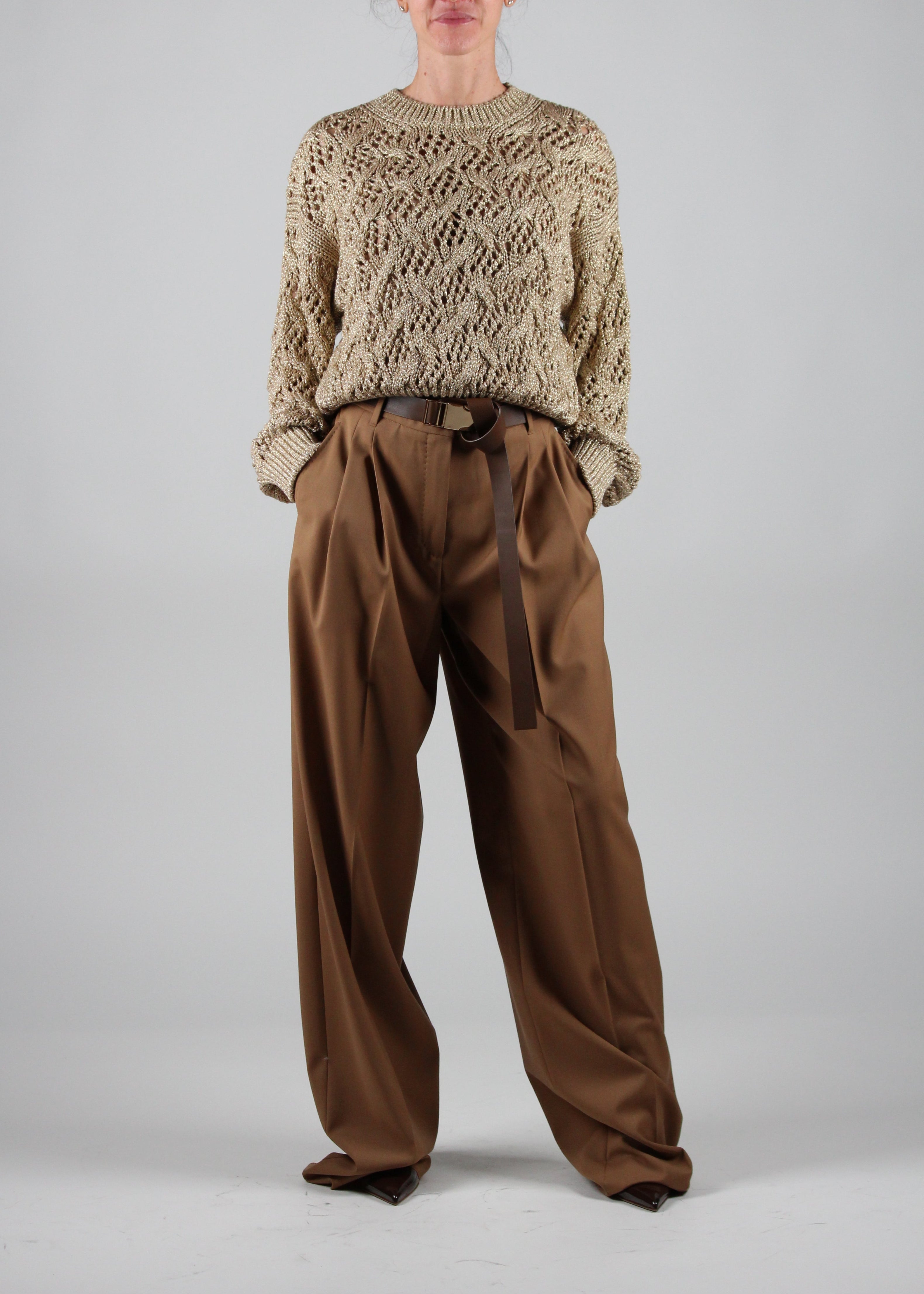 FW25-2526136061-026 BERGAMO PANTALONE IN TELA DI LANA VISONE