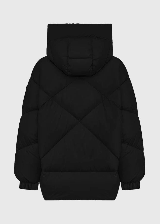 FW25-PEGGIE-APRICA PiUMINO CORTO OVERSIZE CON CAPPUCCIO COLORE NERO