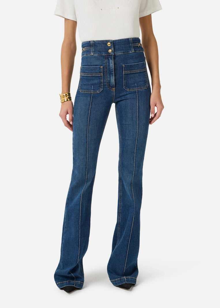 SS26-PJ26D61E2 JEANS A ZAMPETTA CON DETTAGLI LOGO