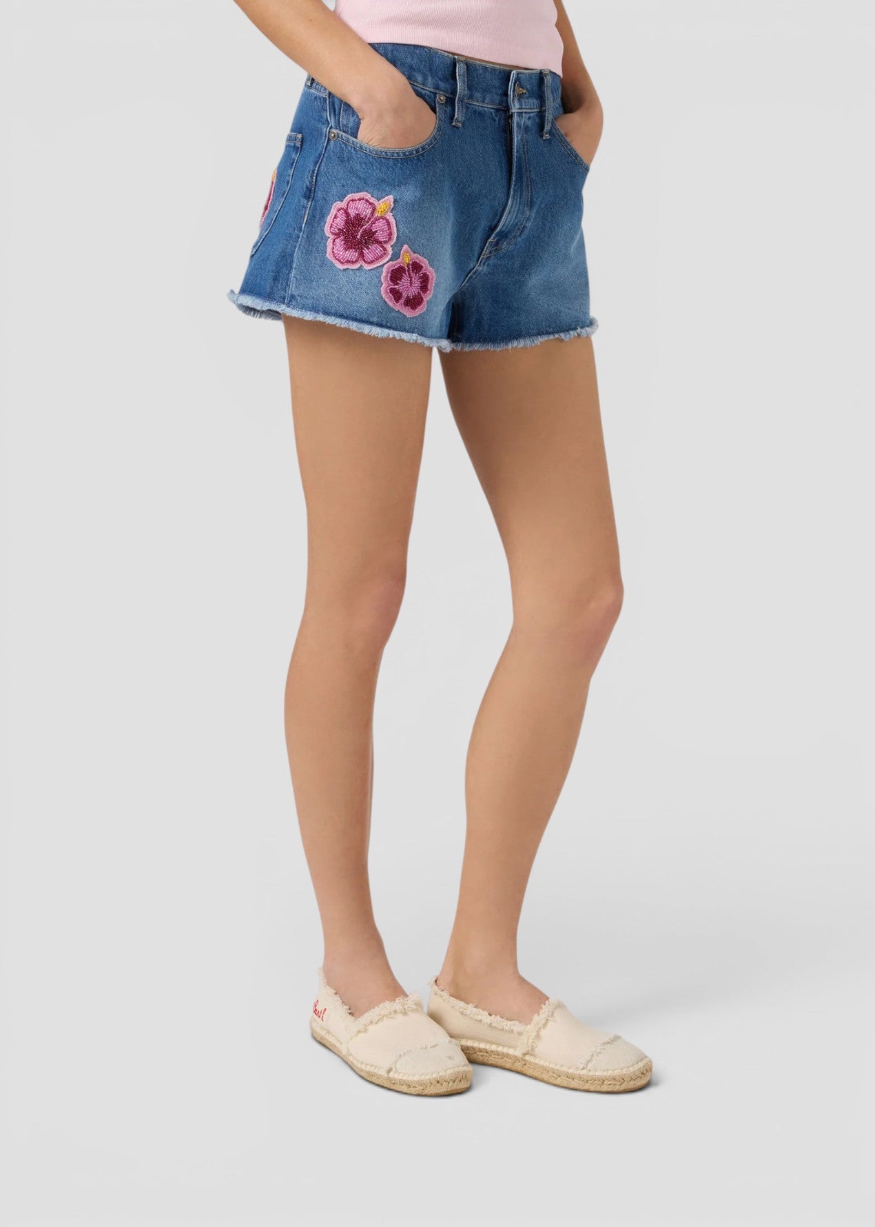 SS26-MUS0001 - 02196L JEANS CORTI MUSA - DENIM M HIBISCUS PATCH
