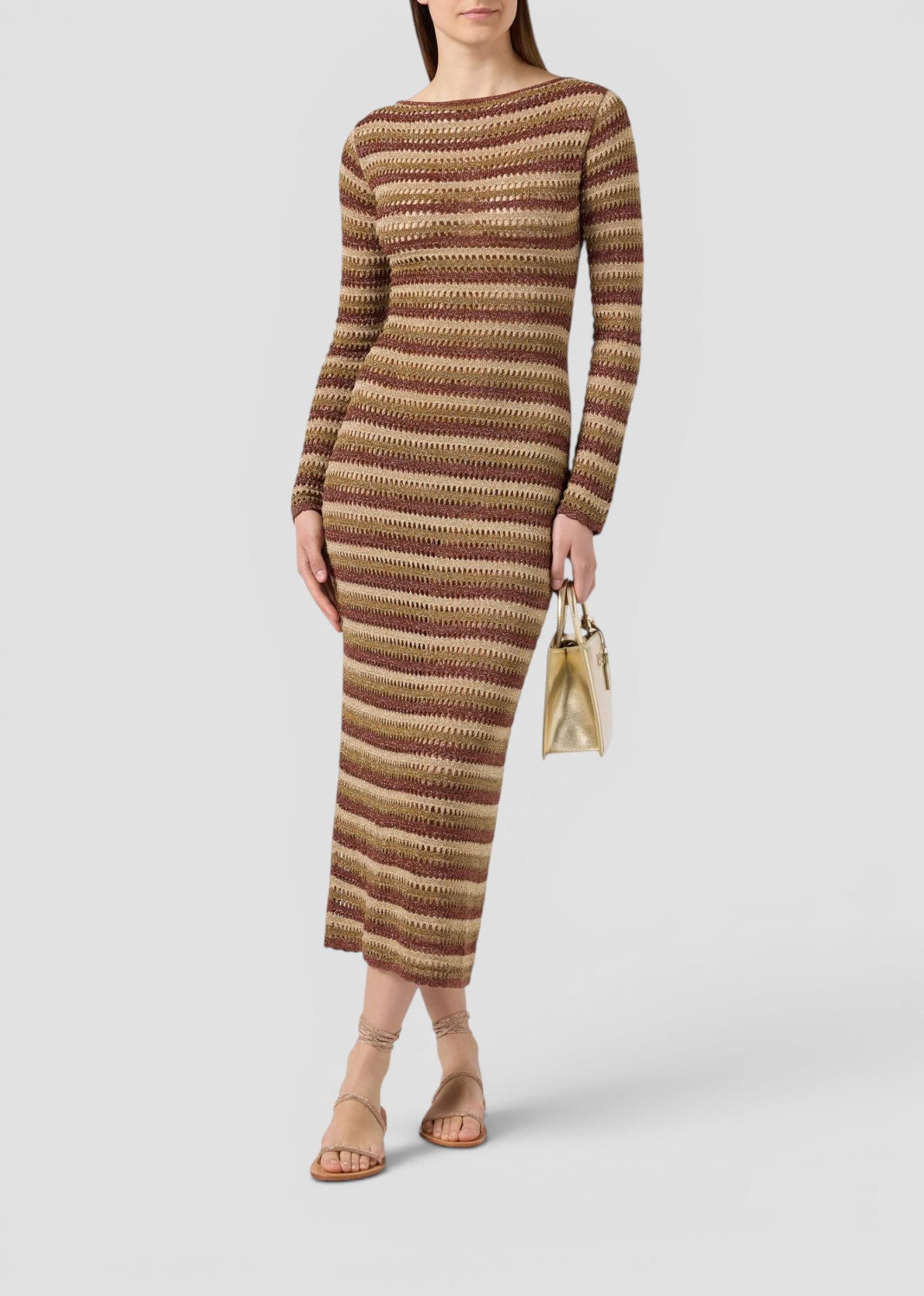 SS26-RYN0001 - 00492L ABITO ROBYN - STRIPES LUREX GOLD