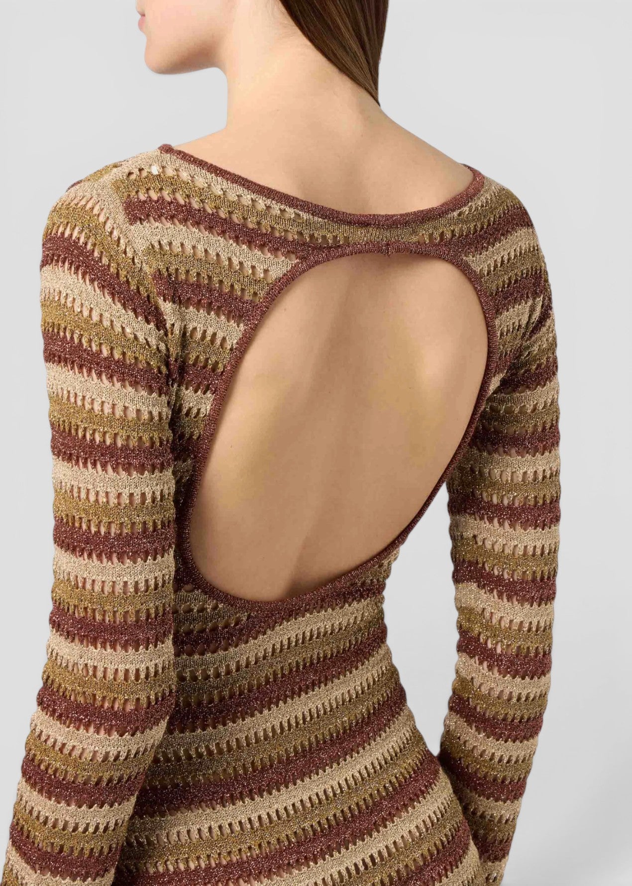 SS26-RYN0001 - 00492L ABITO ROBYN - STRIPES LUREX GOLD