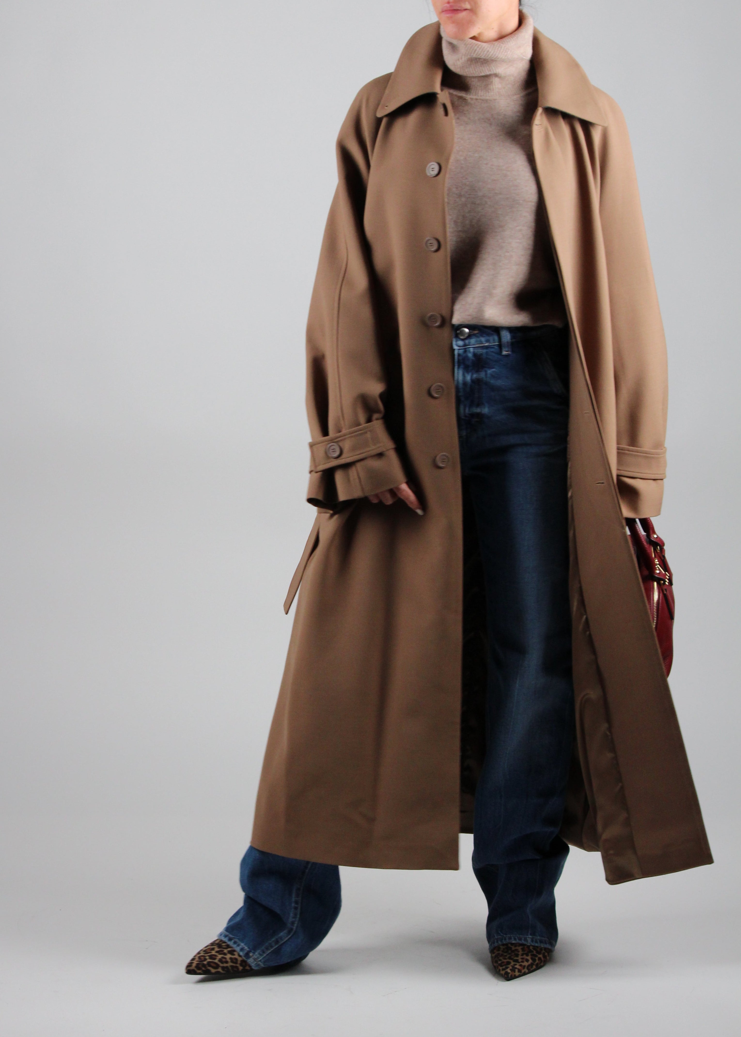 FW25-Y5WI14 TRENCH BEATRIX IN FRESCO DI LANA COLORE CAMMELLO