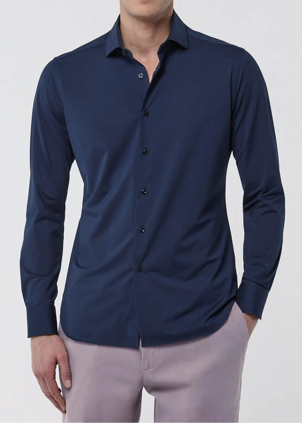 ACT558ML CAMICIA IN JRS UOMO. COLORE 021 BLU NAVY
