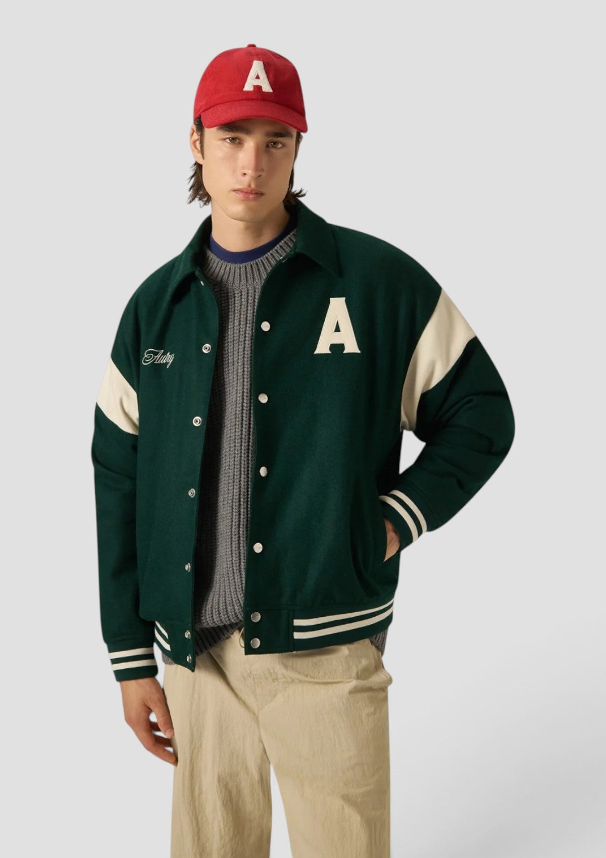 JAPX 142F GIACCA VARSITY COLLEGE UNISEX VERDE
