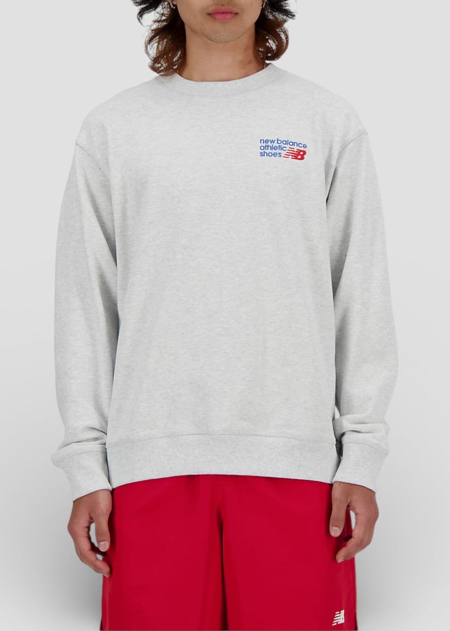 SS26-MT41547AHH FELPA SENZA CAPPUCCIO ATHLETIC PREMIUM LOGO CREW COL.ASH HEATHER