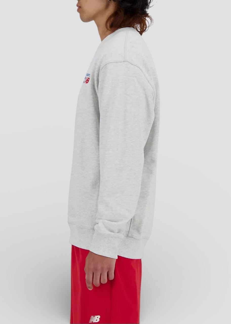 SS26-MT41547AHH FELPA SENZA CAPPUCCIO ATHLETIC PREMIUM LOGO CREW COL.ASH HEATHER