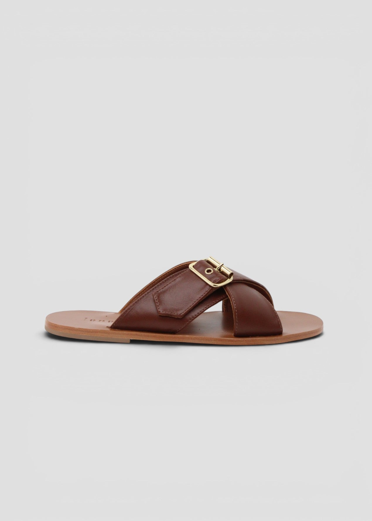 SS26-9426794 VASTO FLAT SANDALO IN PELLE COLOR BRANDY