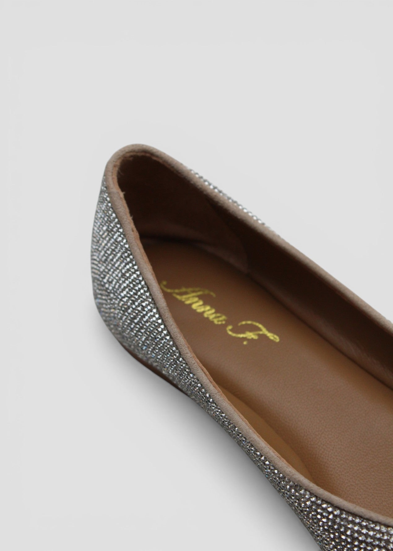 SS26-1821C BALLERINA IN NAPPA CON GLITTER  SABBIA