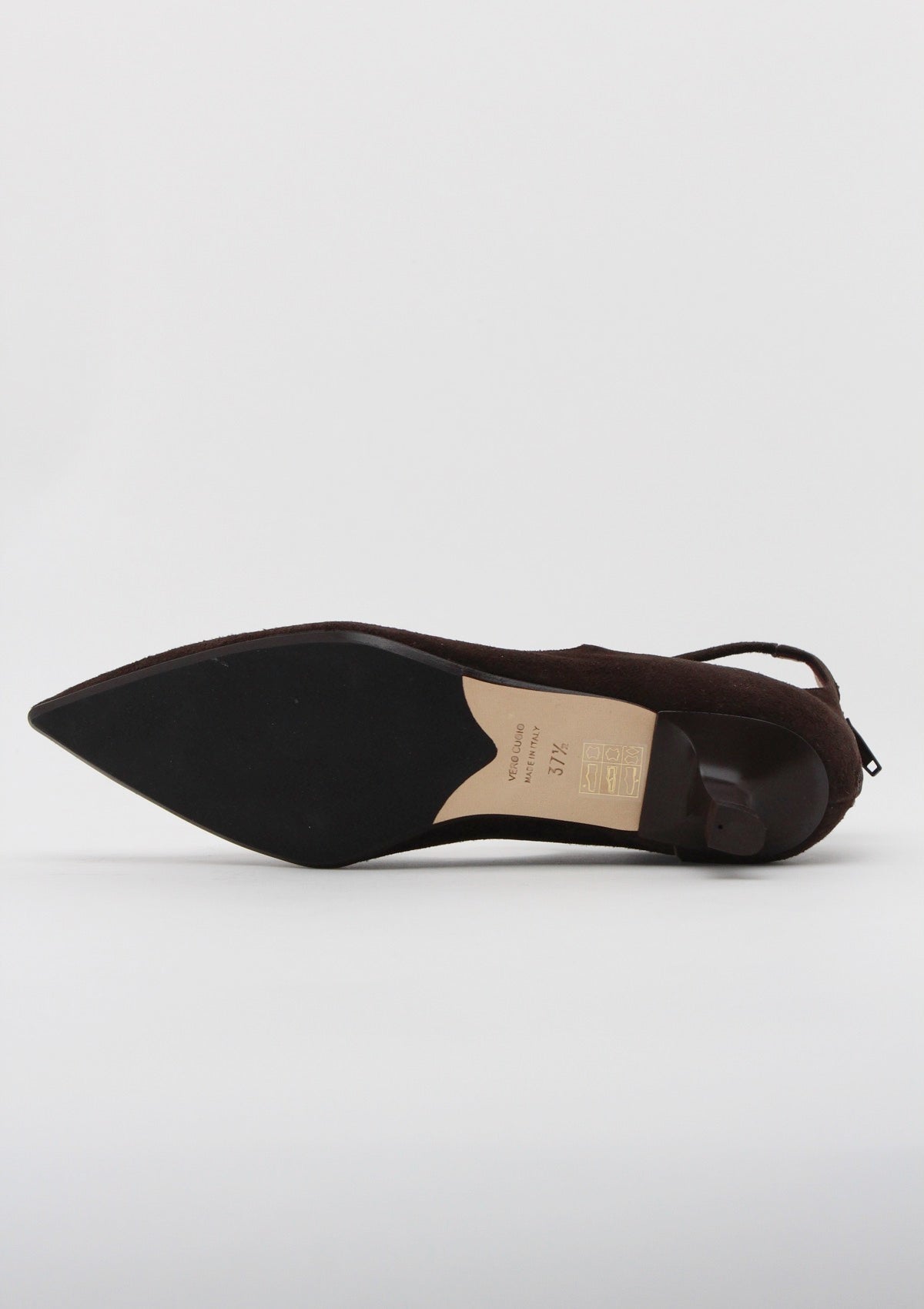 1984  Décolleté T-Strap con Tacco Rocchetto in Camoscio Testa di Moro - Anna F.
