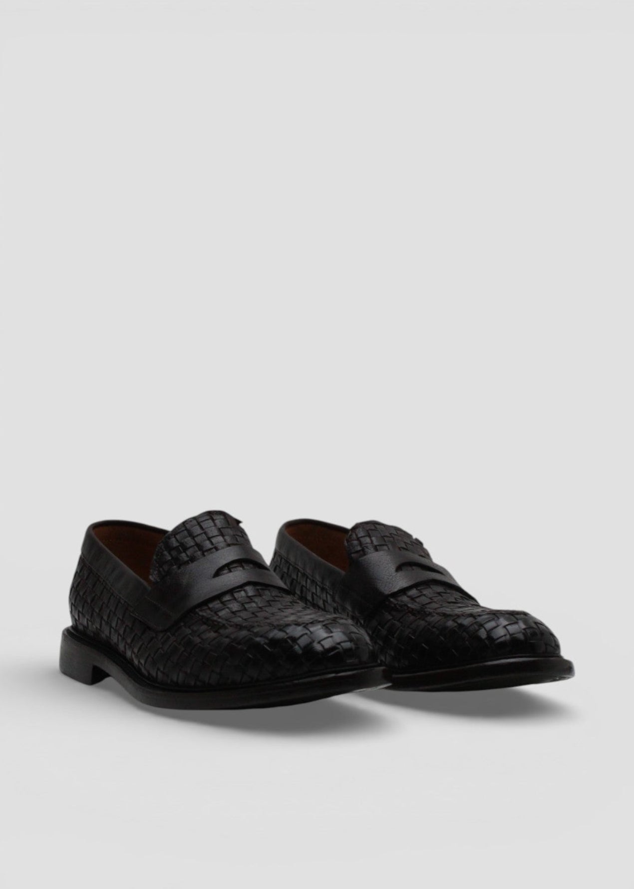SS26-1997  MOCASSINO UOMO IN PELLE  INTRECCIATA TESTA DI MORO