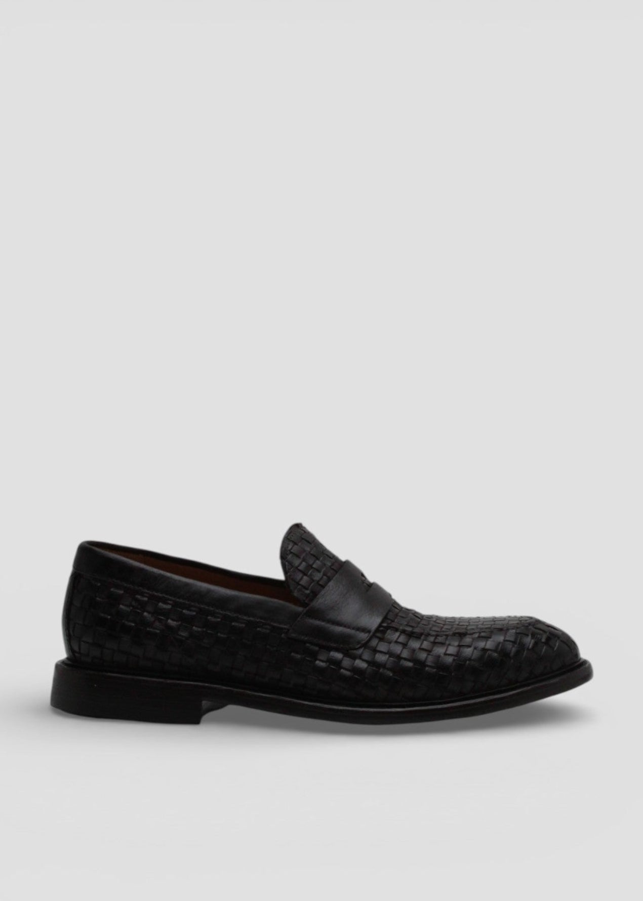 SS26-1997  MOCASSINO UOMO IN PELLE  INTRECCIATA TESTA DI MORO
