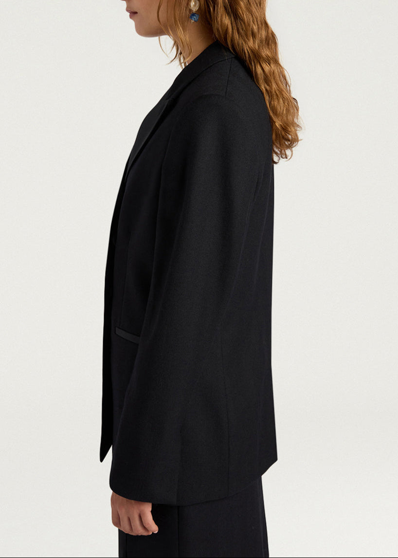 FW25-252MMOJA031_256MO15 GIACCA LOVELACE IN CHEVRON DI LANA UNITO - NERO