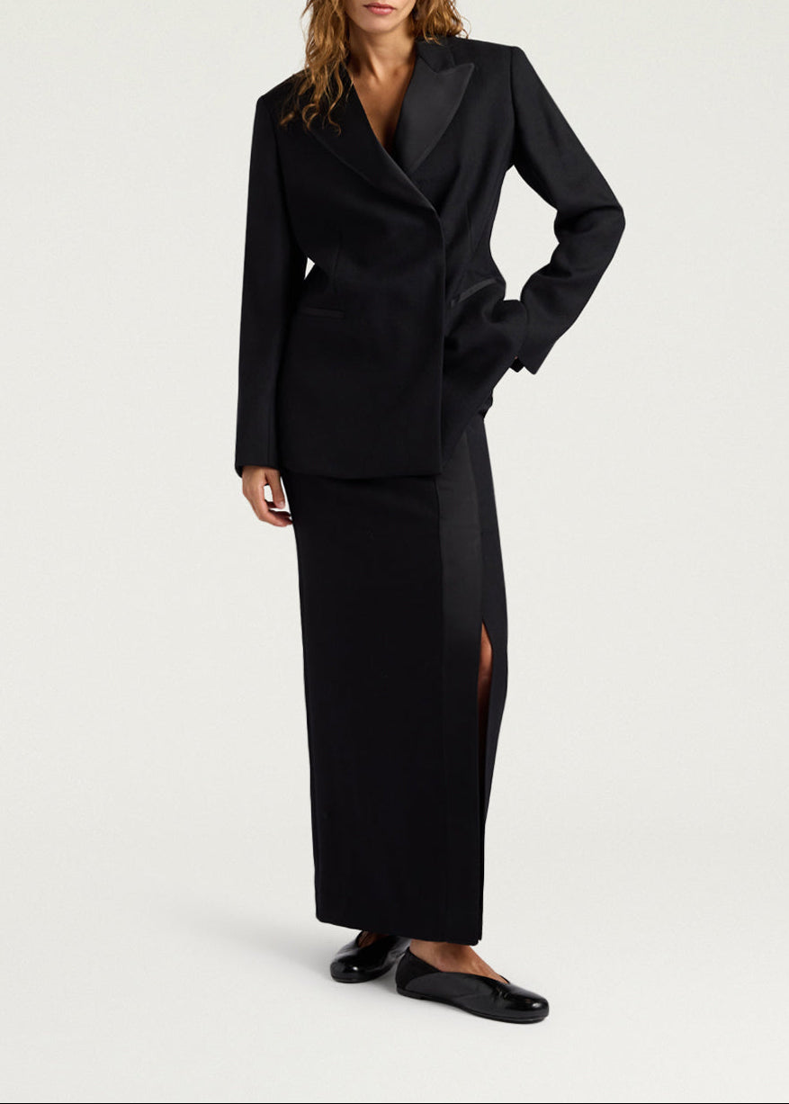 FW25-252MMOJA031_256MO15 GIACCA LOVELACE IN CHEVRON DI LANA UNITO - NERO