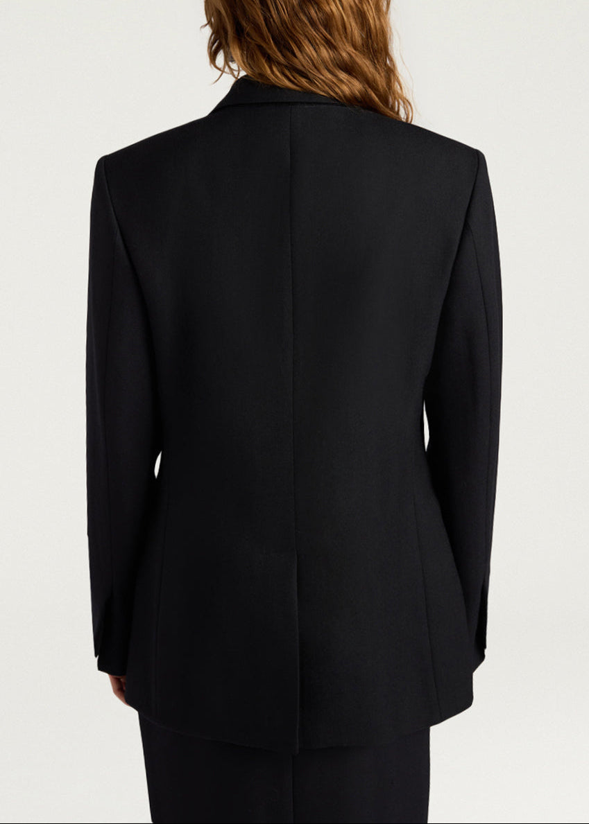 FW25-252MMOJA031_256MO15 GIACCA LOVELACE IN CHEVRON DI LANA UNITO - NERO