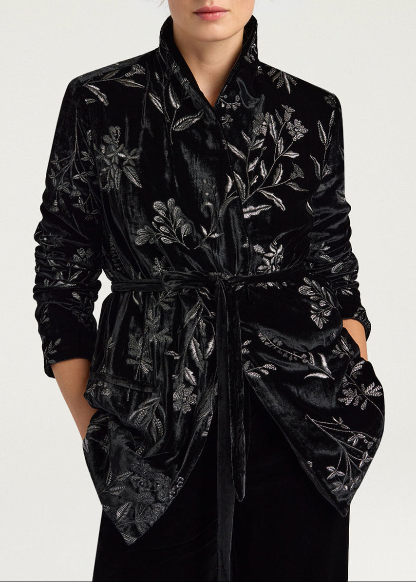 FW25-252MMOJA036_256MO19 GIACCA DAHLIA IN VELLUTO RICAMATO - NERO