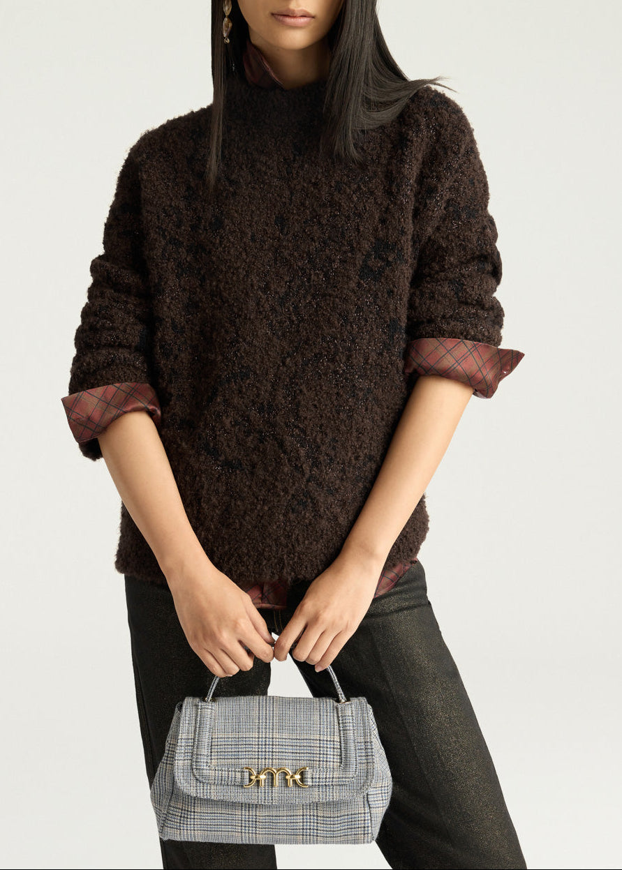 FW25-252MMOKN058-252MO35  MAGLIA STELLA IN JAQUARD - CIOCCOLATO