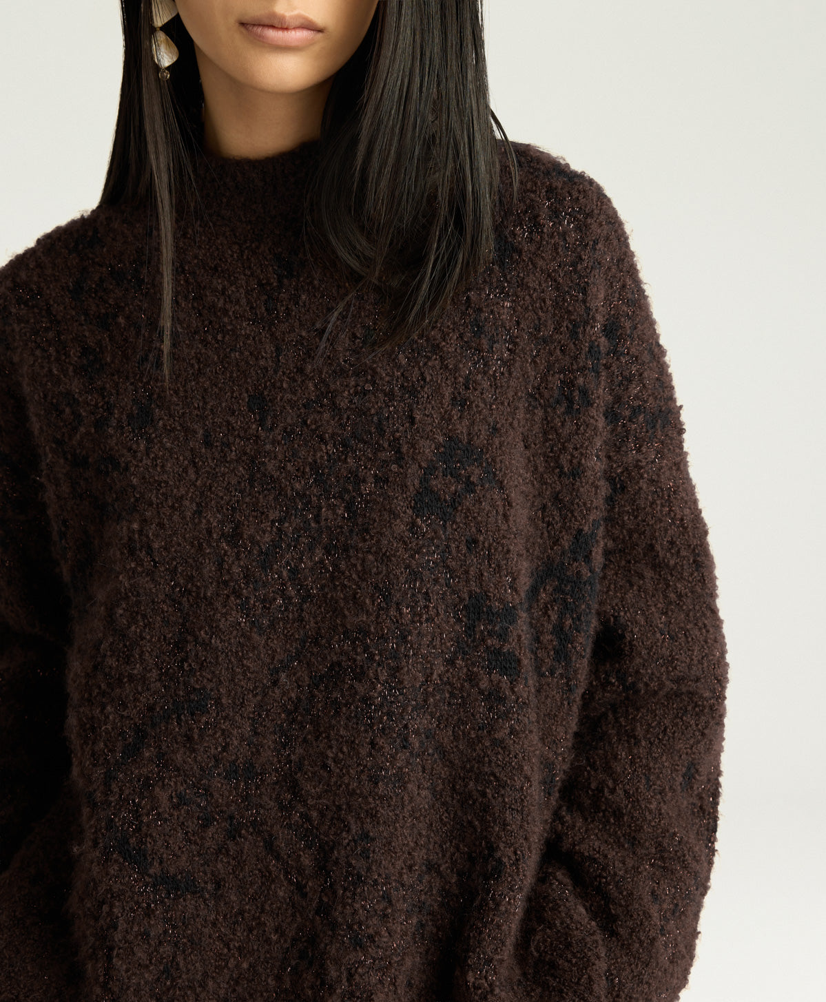 FW25-252MMOKN058-252MO35  MAGLIA STELLA IN JAQUARD - CIOCCOLATO