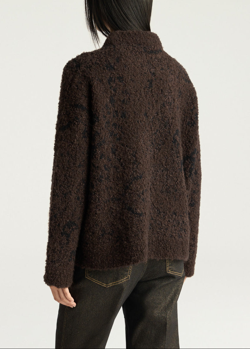 FW25-252MMOKN058-252MO35  MAGLIA STELLA IN JAQUARD - CIOCCOLATO