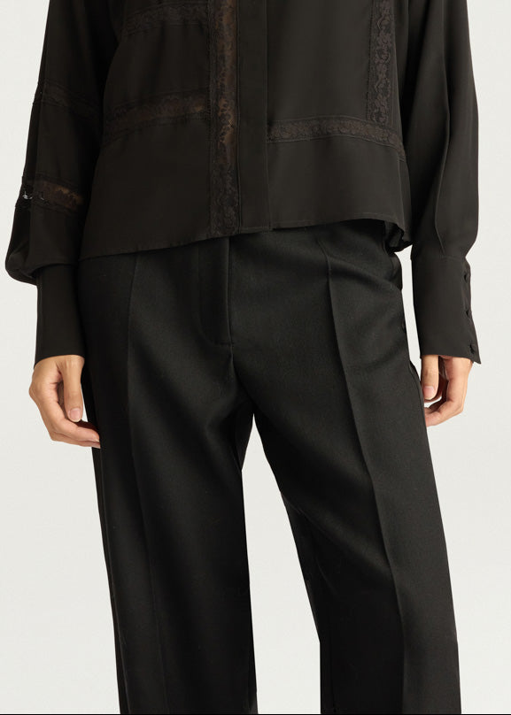 FW25-252MMOPA049_256MO15  PANTALONI BENJAMIN IN CHEVRON DI LANA UNITO - NERO