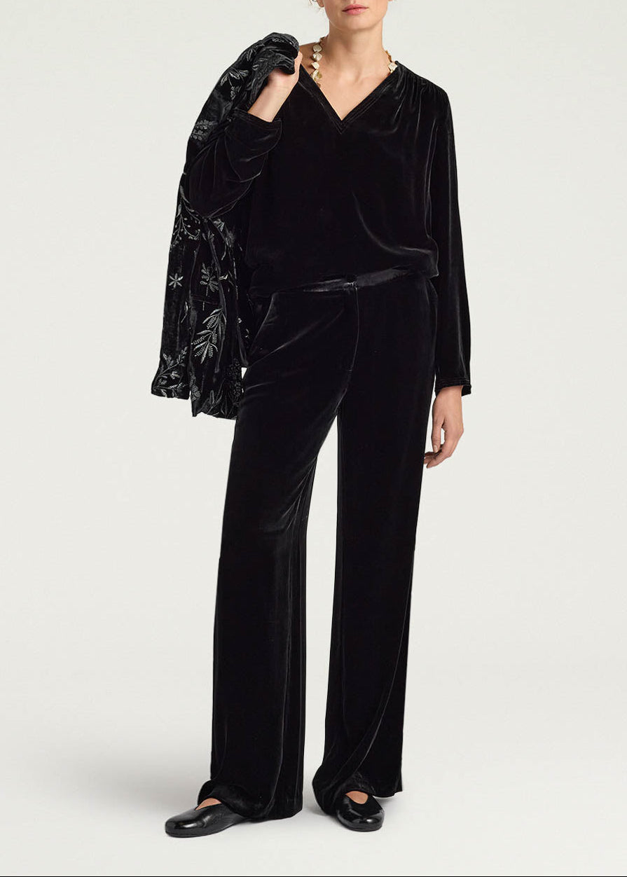 FW25-252MMOPA052_256MO19  PANTALONI OLIVER IN VELLUTO LISCIO - NERO