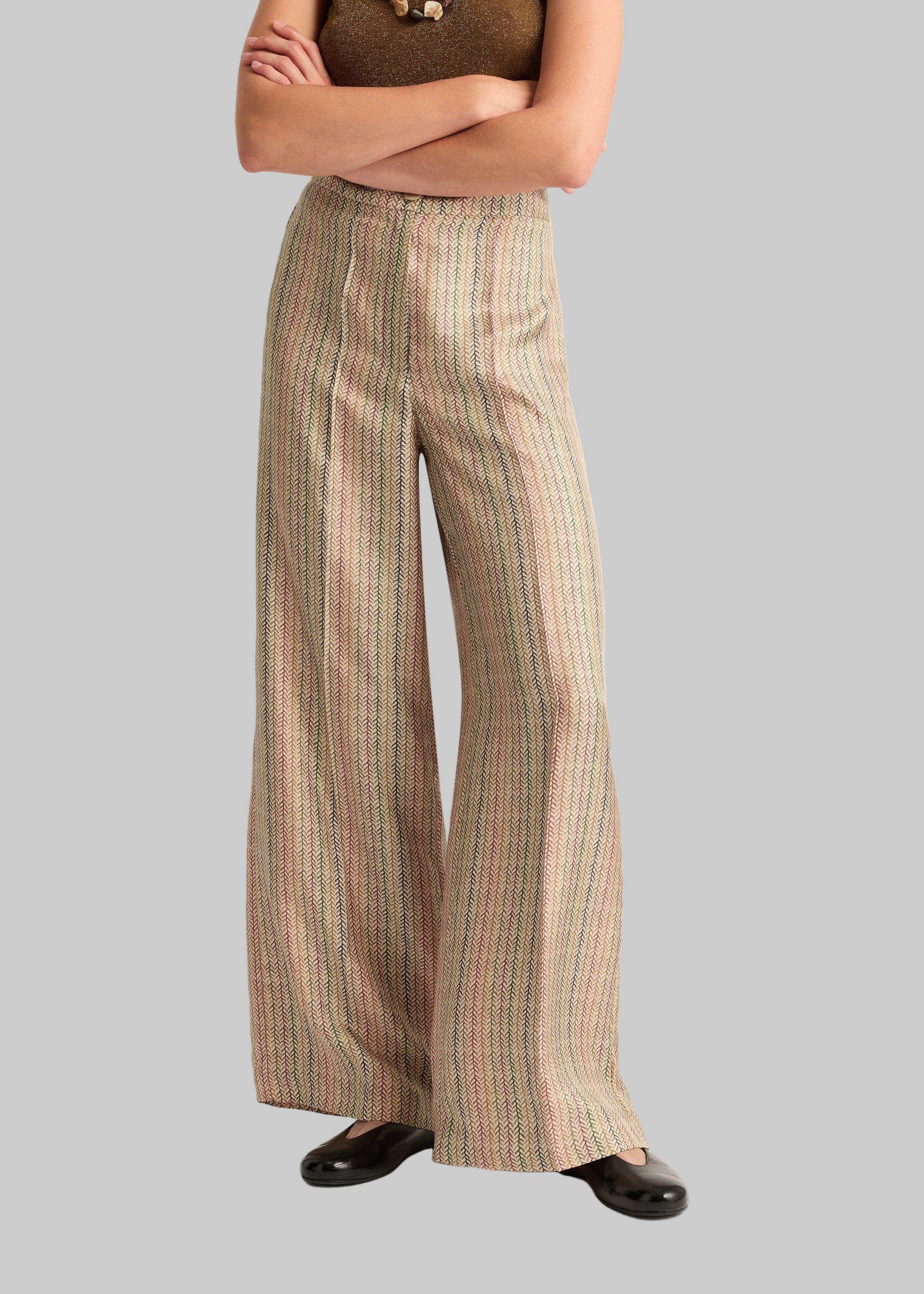FW25-256MMOPA004_256MO01 PANTALONI COCOS IN TWILL DI SETA STAMPATO - MULTICOLOR BEIGE