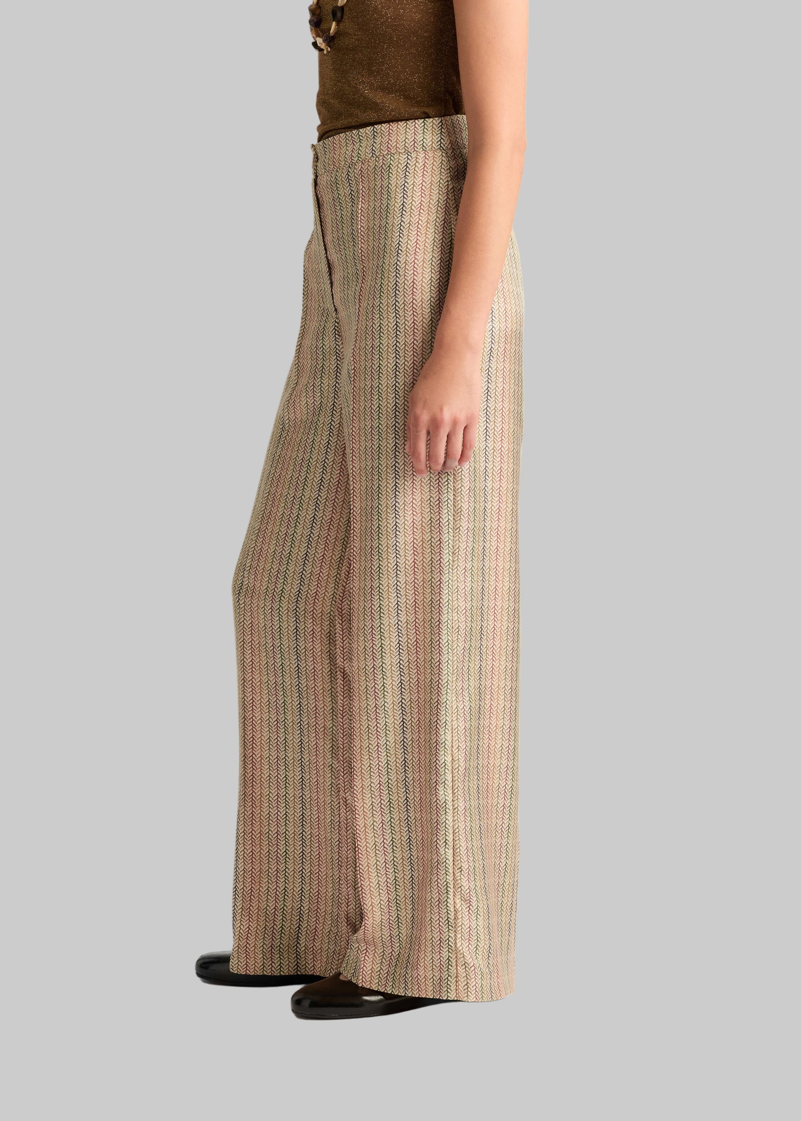 FW25-256MMOPA004_256MO01 PANTALONI COCOS IN TWILL DI SETA STAMPATO - MULTICOLOR BEIGE