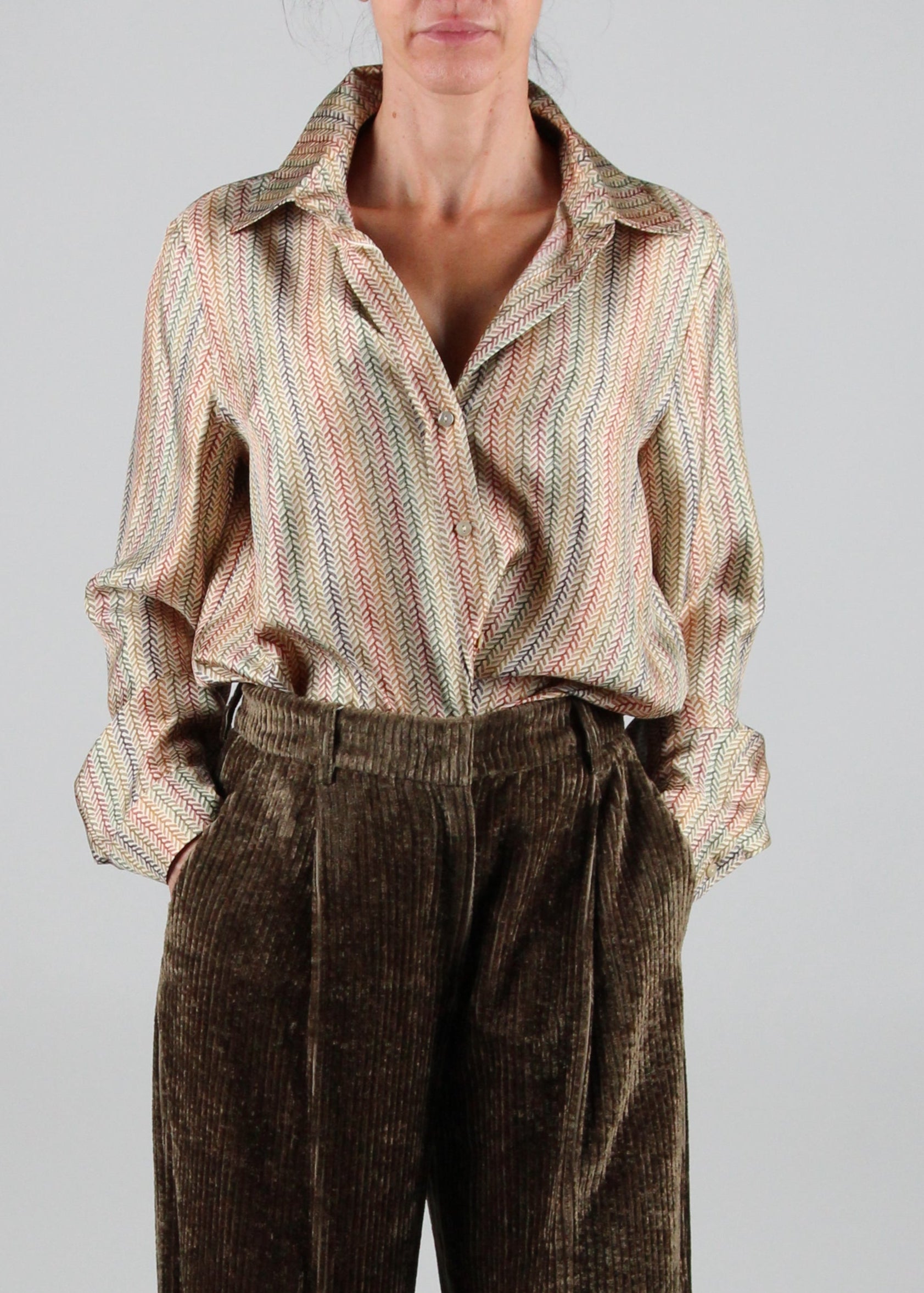 FW25-256MMOSH001_256MO01 CAMICIA ARLES IN TWILL DI SETA STAMPATO - MULTICOLOR BEIGE