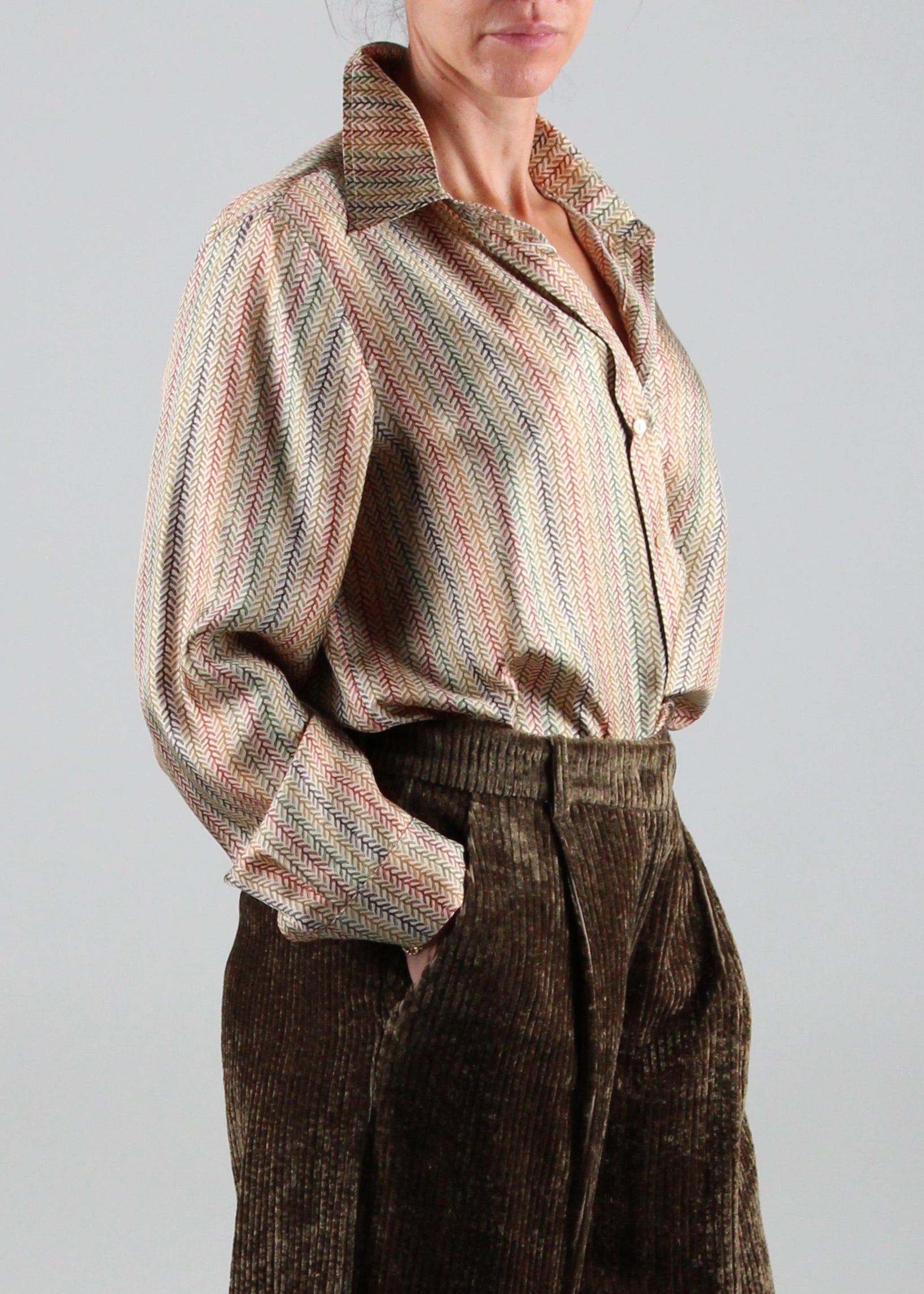 FW25-256MMOSH001_256MO01 CAMICIA ARLES IN TWILL DI SETA STAMPATO - MULTICOLOR BEIGE
