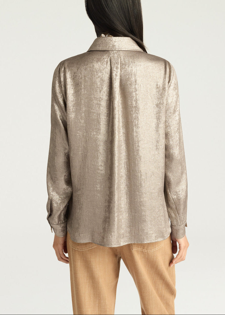 FW25-256MMOSH001_256MO08  CAMICIA ARLES IN LAMINATO FLUIDO - ORO