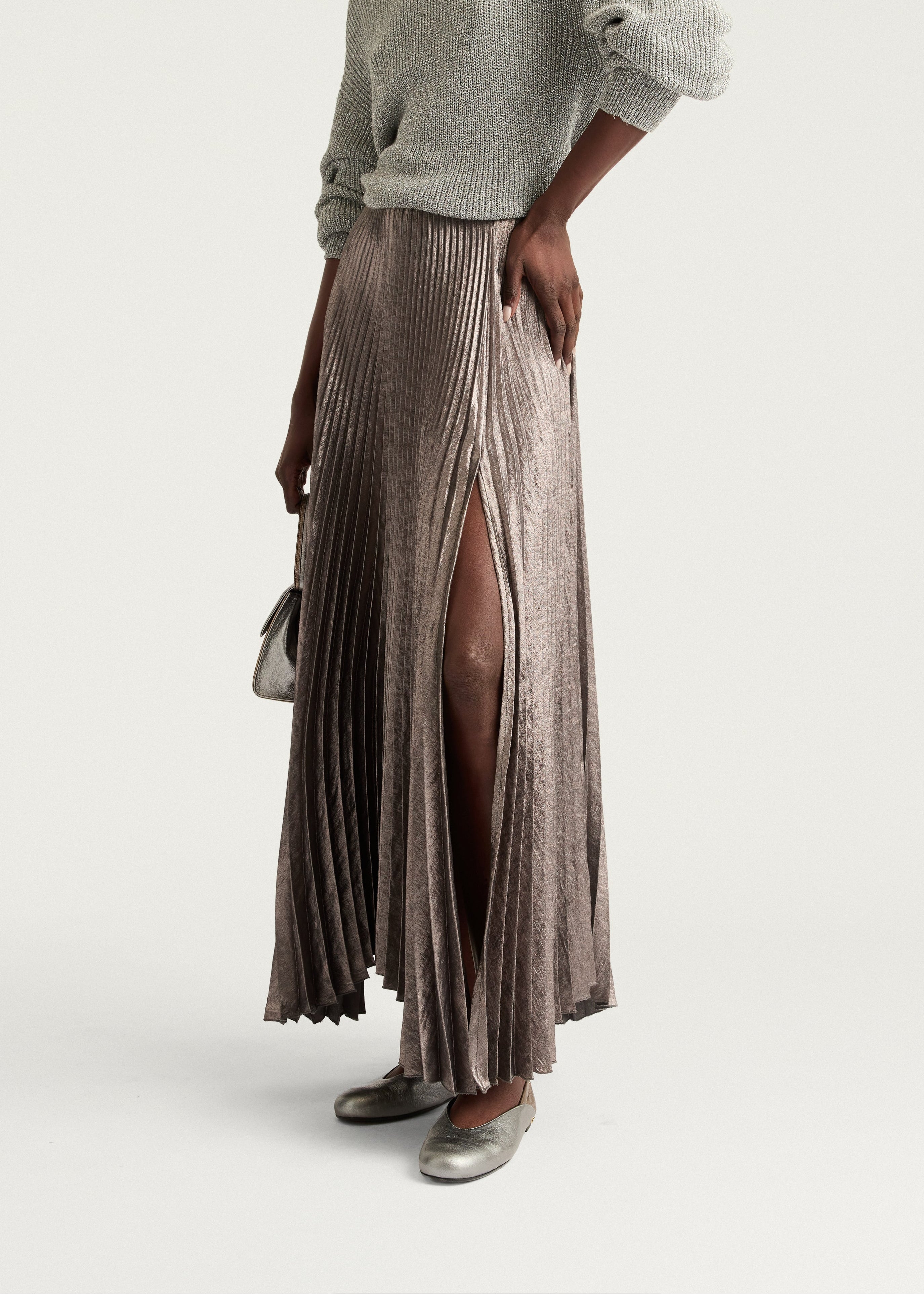 FW25-256MMOSK005_256MO08  GONNA LILY IN LAMINATO FLUIDO - FUMÉ