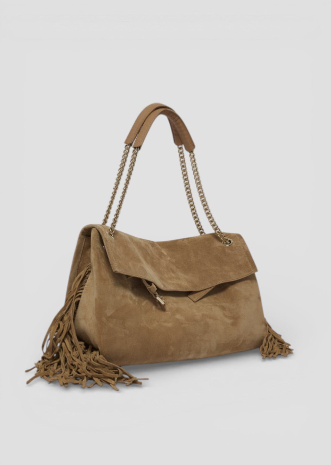 SS26-B02212-PFG  BORSA  VENUS M PEACH FRINGE BISCOTTO