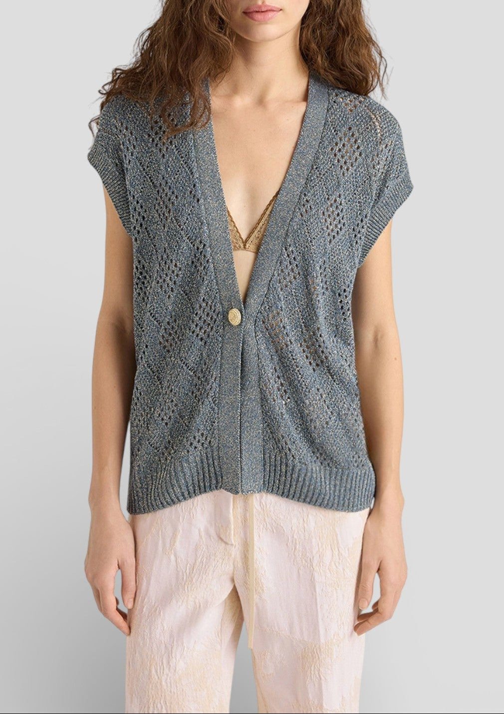 SS26-265MMOKN023_265MO39 MAGLIA PEDRO IN LUREX A ROMBI - CARTA DA ZUCCHERO