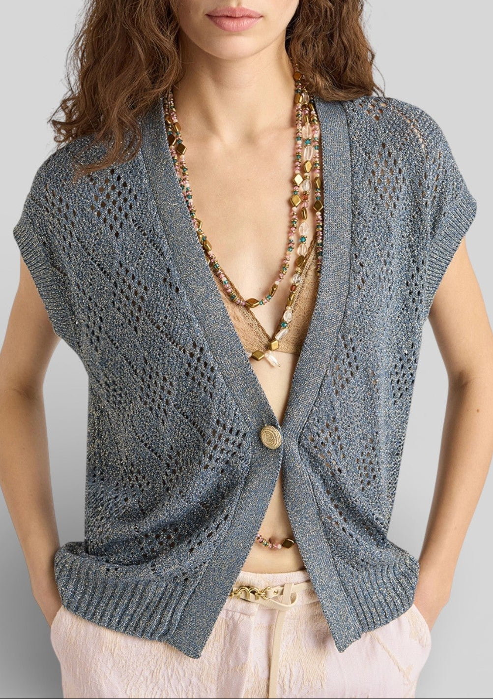 SS26-265MMOKN023_265MO39 MAGLIA PEDRO IN LUREX A ROMBI - CARTA DA ZUCCHERO