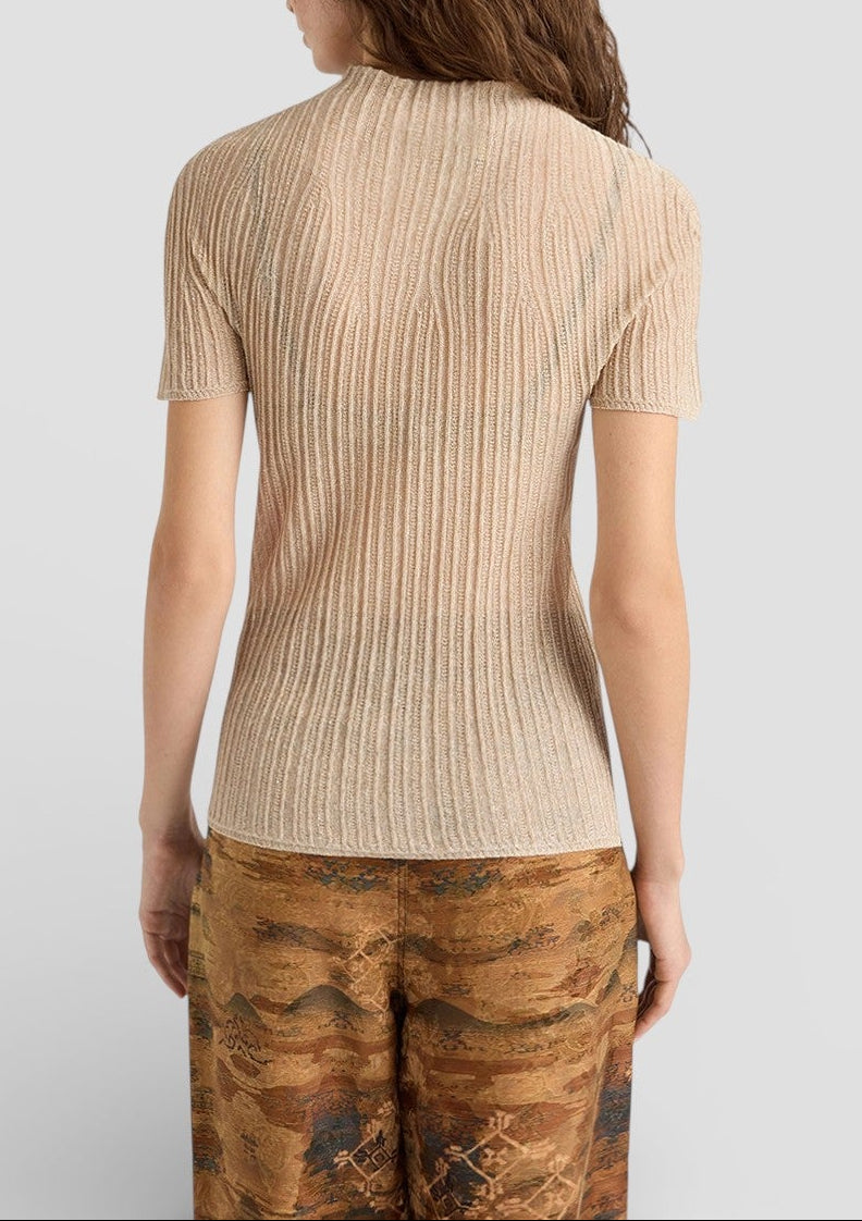 SS26-265MMOKN031_265MO37 TSHIRT MIRADA IN LUREX MIX PUNTI - ORO CHIARO