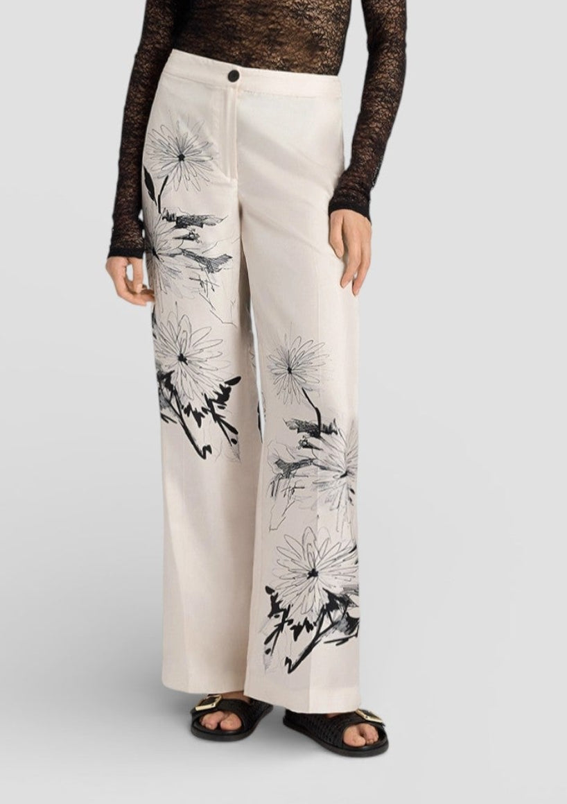 SS26-265MMOPA040_265MO02  PANTALONI MISAKI IN TWILL CON STAMPA PIAZZATA - BIANCO/NERO