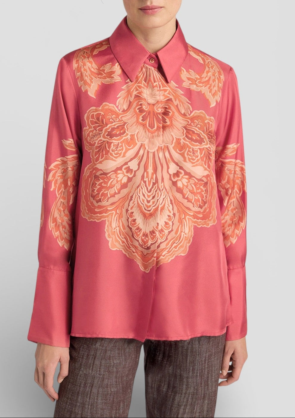 SS26-265MMOSH005_265MO02   CAMICIA NINA IN TWILL CON STAMPA PIAZZATA - LOBSTER