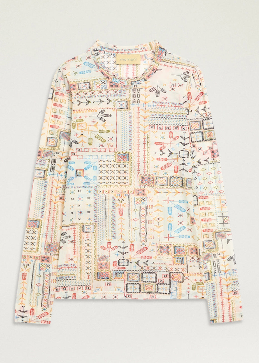 SS26-265MMOTS011_265MO45 TSHIRT WAINA IN CHARMEUSE STRETCH MORBIDO - MULTICOLOR PANNA